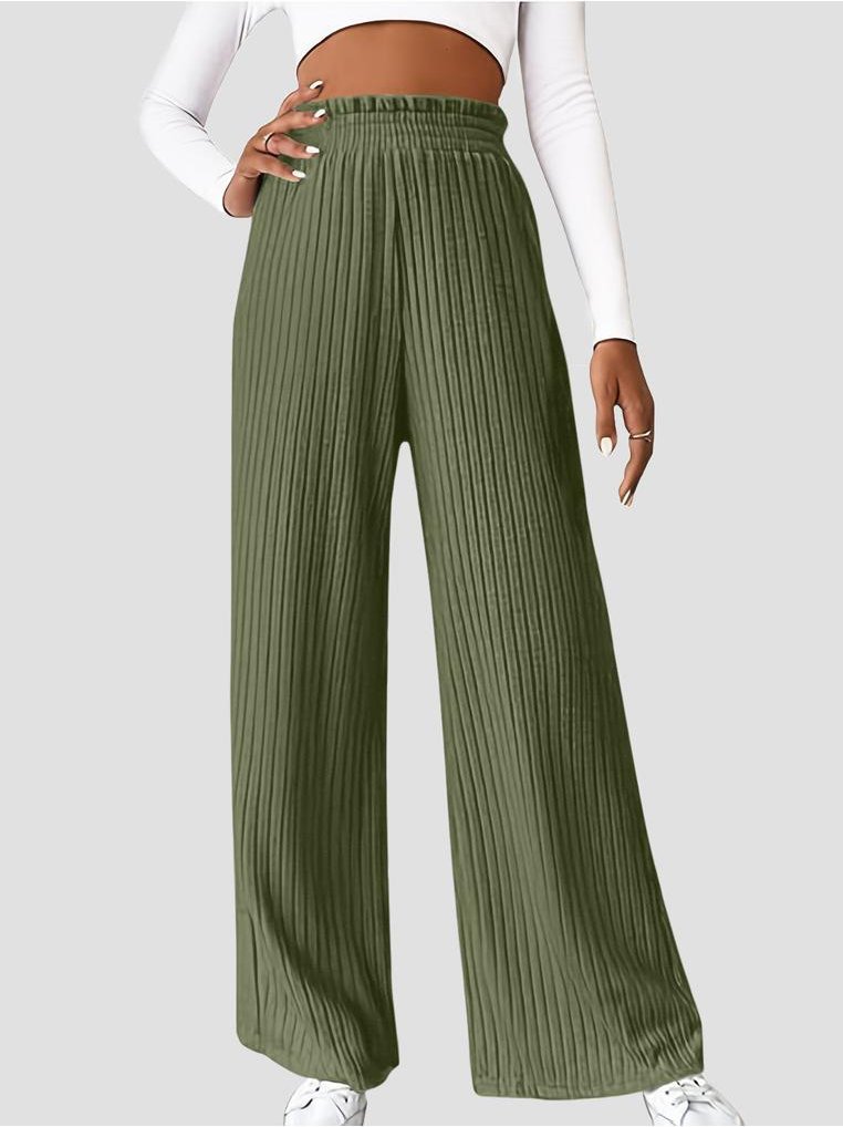 Damen Rippstrick-Hose mit hohem Bund