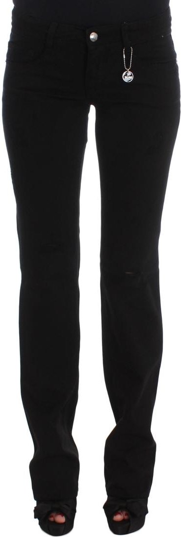 Costume National Damen schwarze Baumwolle Slim Fit Bootcut Jeans