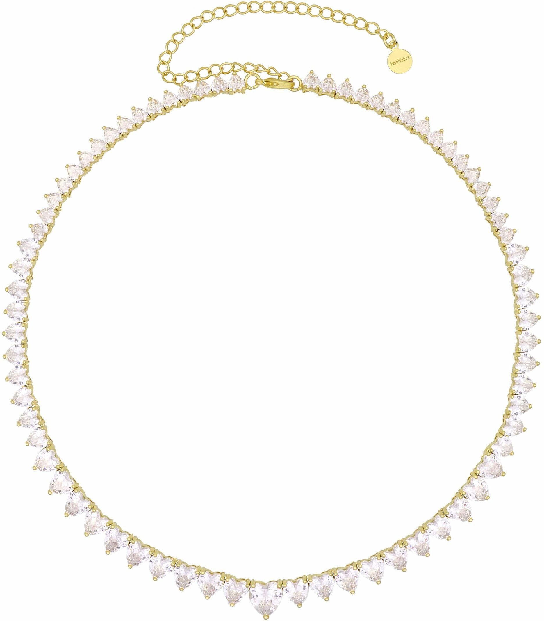 Fashionbox Collier vergoldet Zirkonia weiss Mittelteil Zirkoniaherz weiss