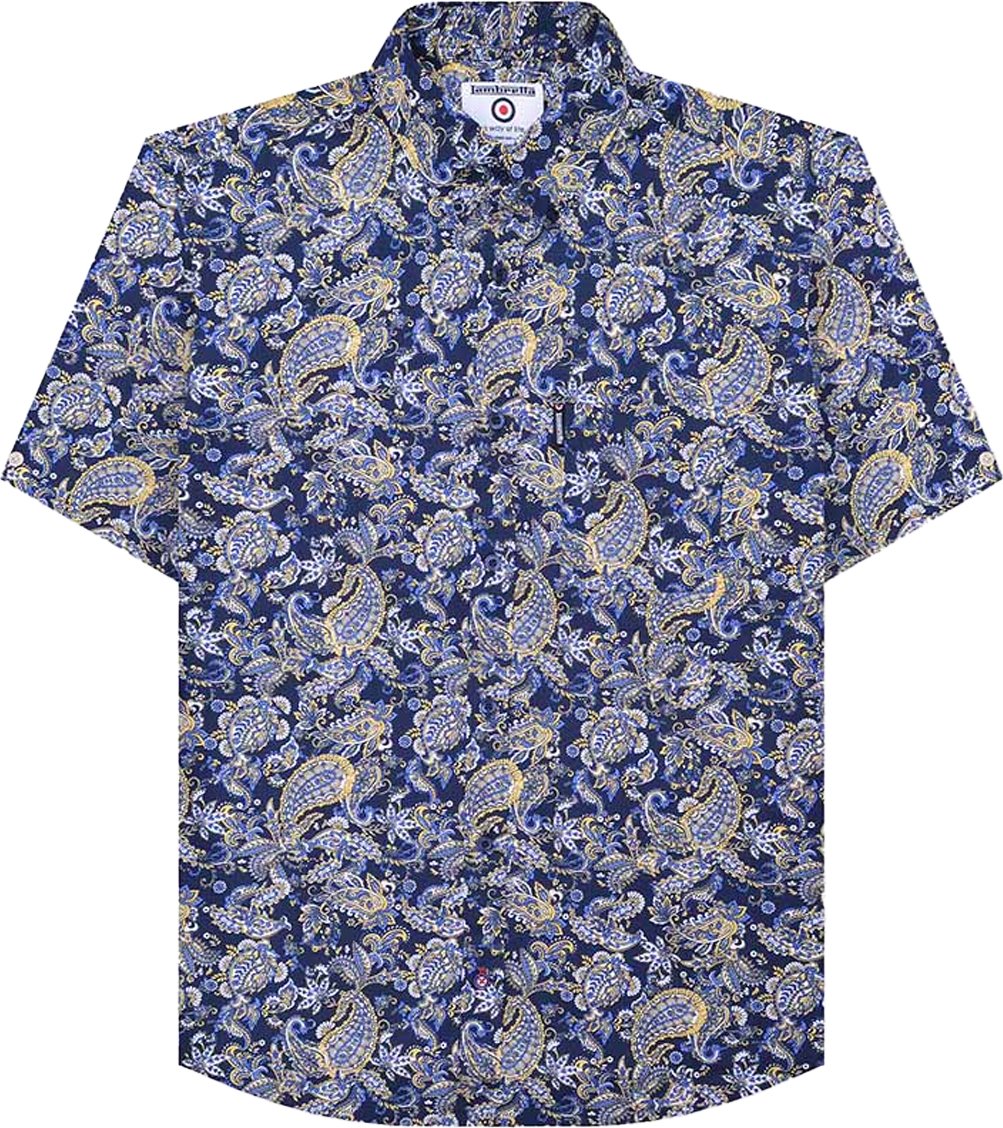Lambretta - Hemd für Herren kurzärmlig (Marineblau/Weiß)