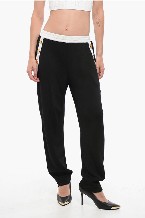 Strickhose mit Zierknöpfen in Schwarz & Weiß