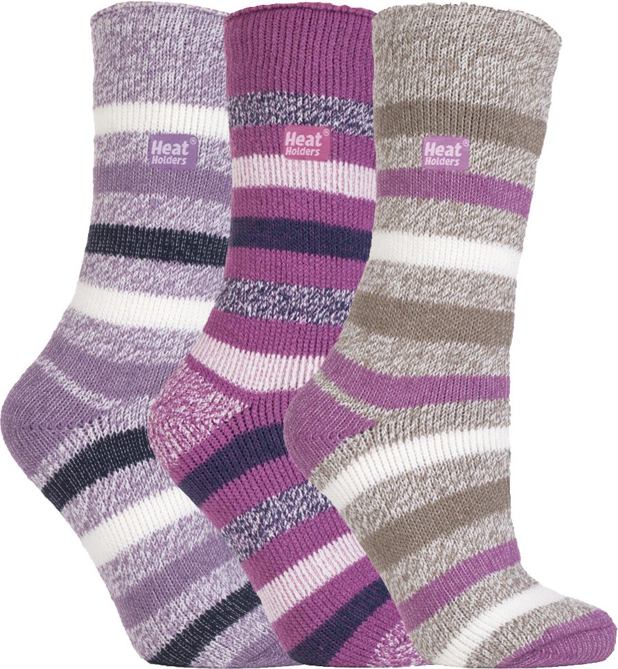 HEAT HOLDERS - 3er Pack Multipack Damen Isolierte Thermosocken für den Winter - Block Stripe