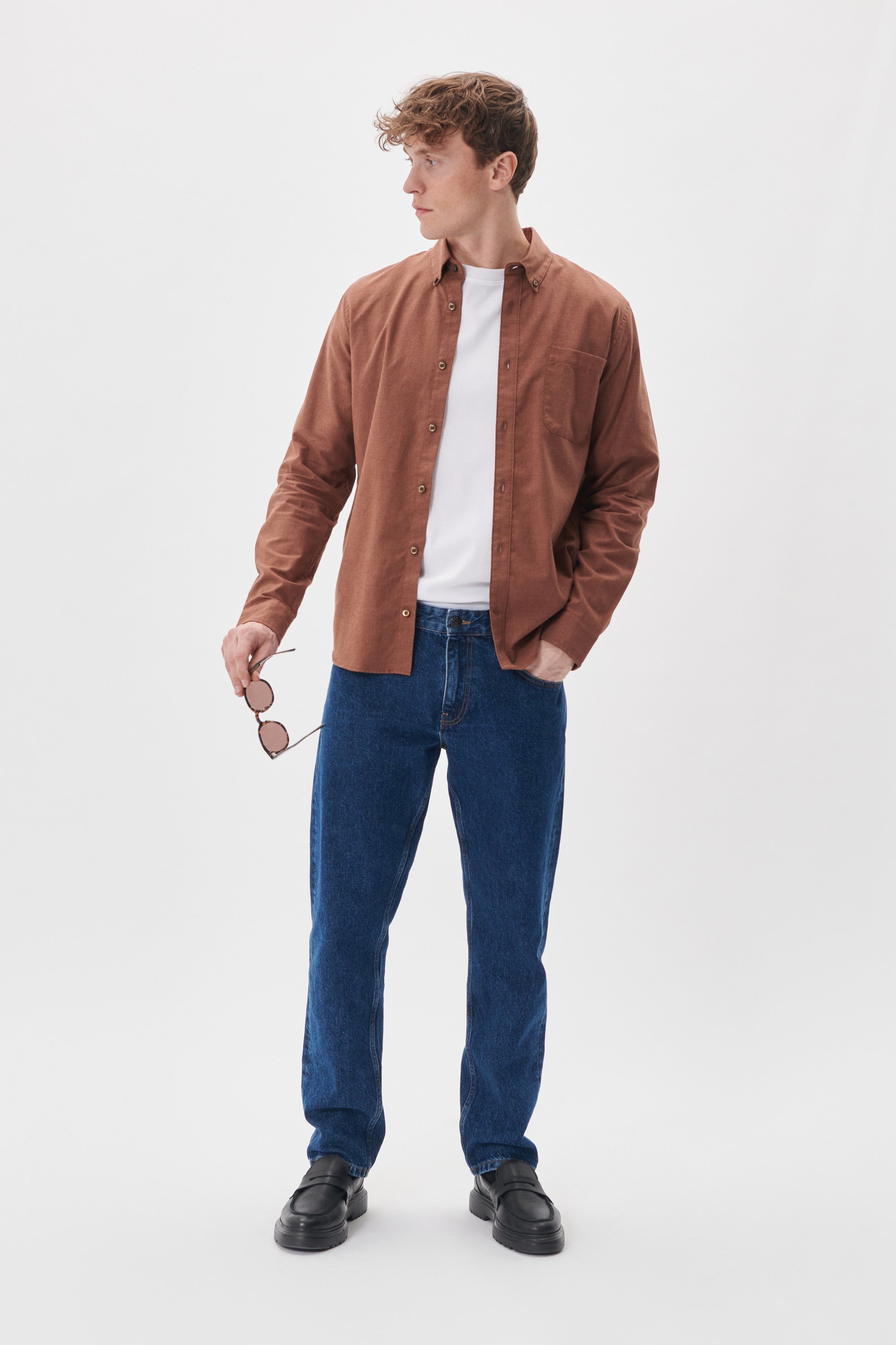 Langarm - Hemd Gerade Passform brown