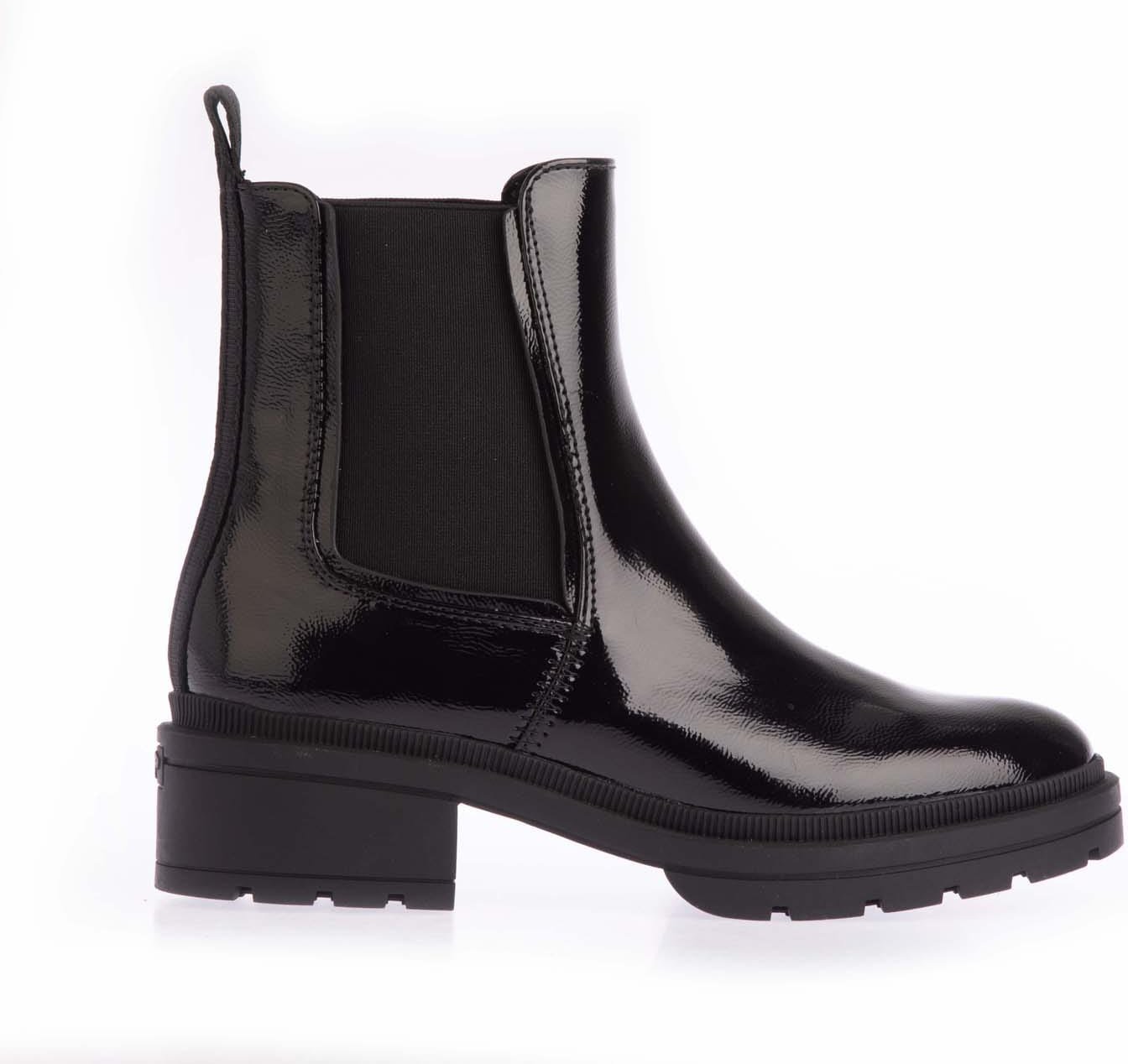 Rocket Dog Iggie Patent Chelsea Boots für Damen in Schwarz