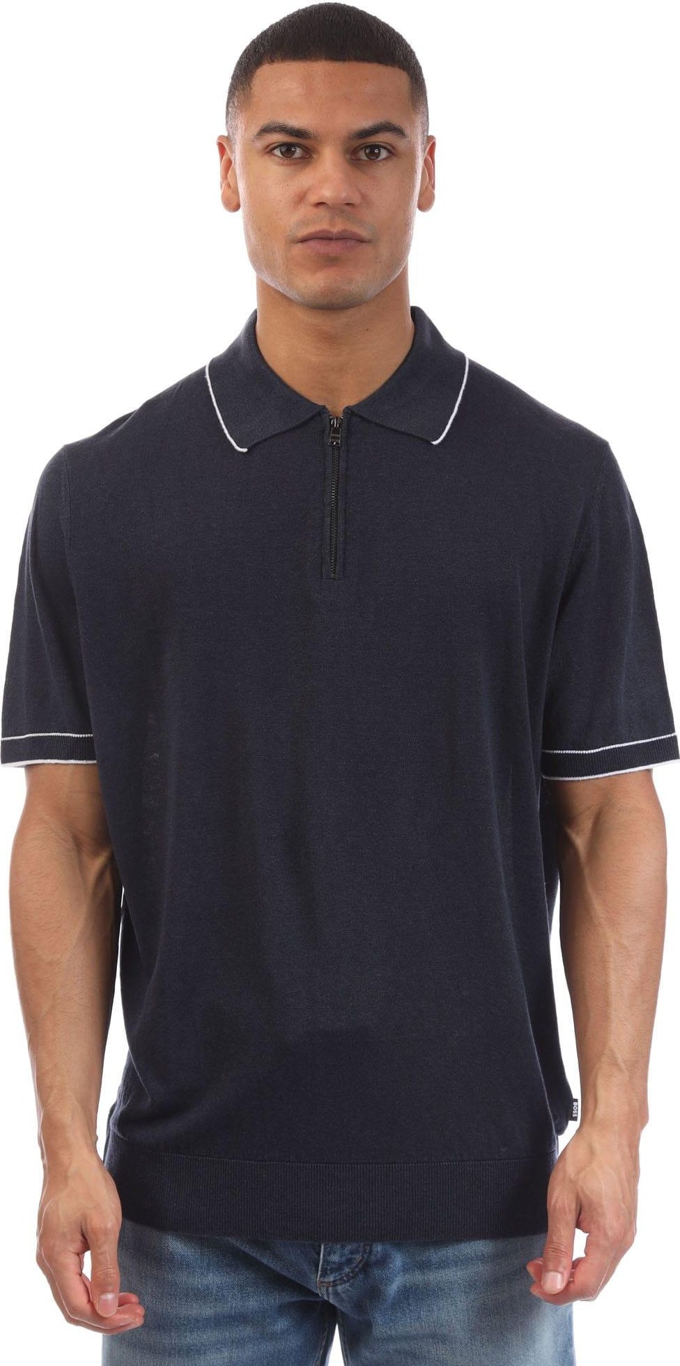 Boss - "H-Jiovanotto" Poloshirt für Herren, Jerseyware, Leinen-Mischung (Blau)