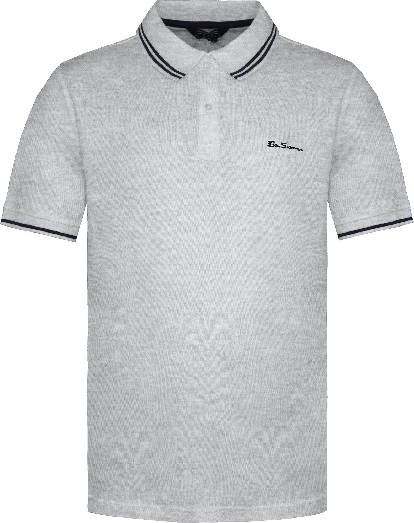 Ben Sherman Wide Twin Specped Mens Grey Polo -Hemd