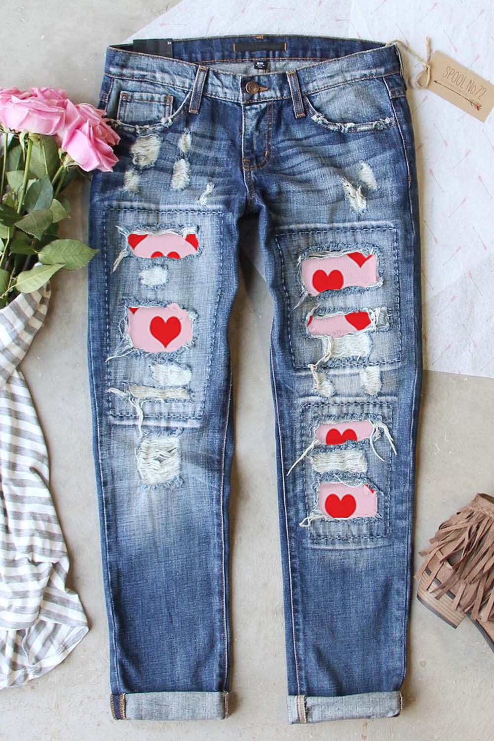 Thumbnail - Boyfriend Jeans mit distressed Patchwork