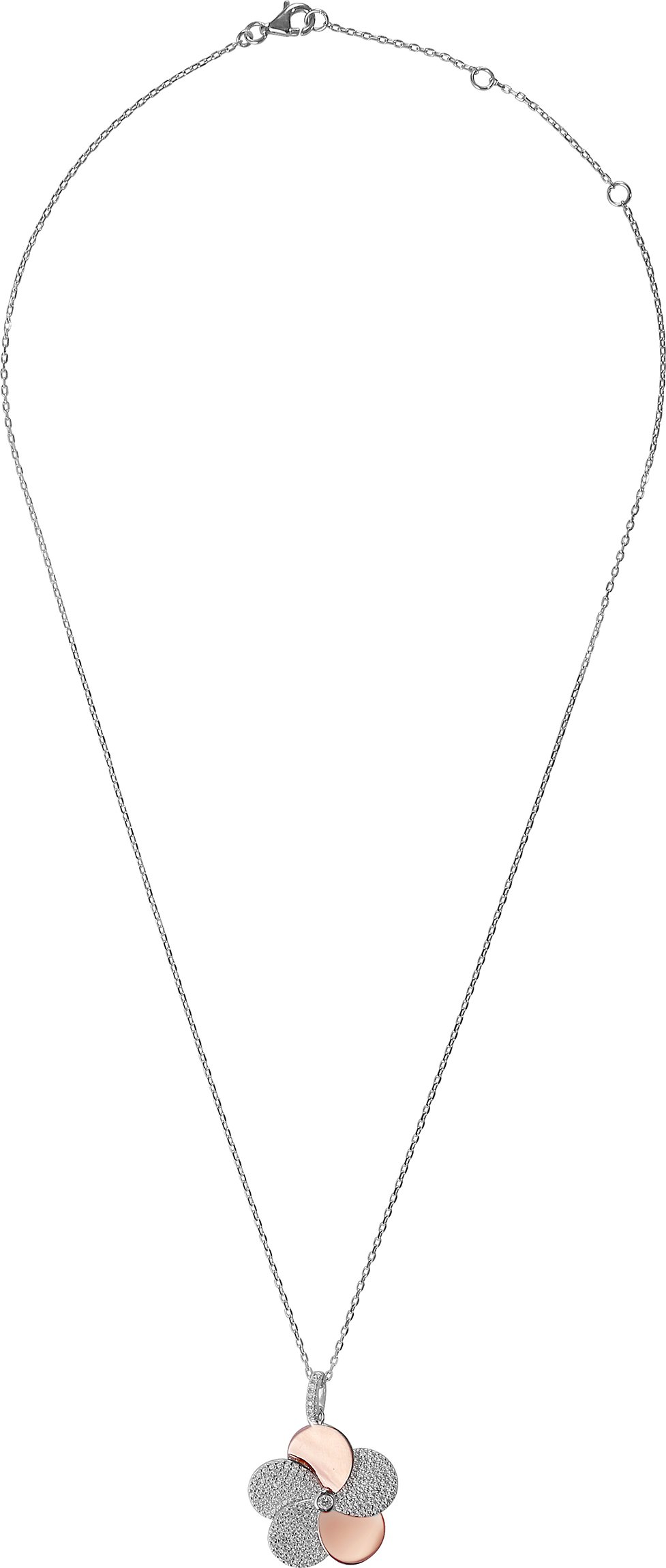 Orphelia 'Fioni' Damen-Kette mit Anhänger aus 925er Sterlingsilber, Silber/Rosé, ZH-7452