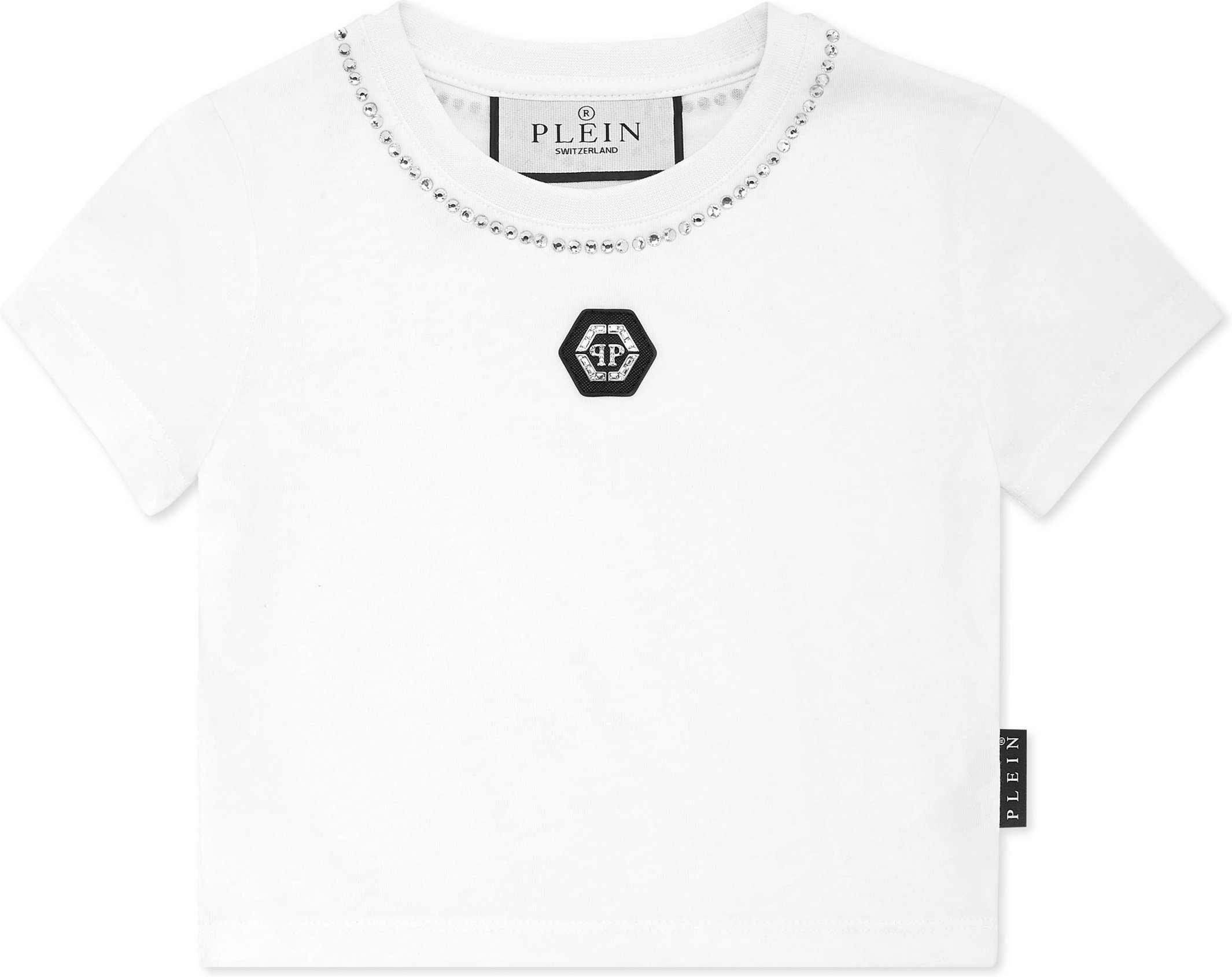 Cropped T-Shirt Strass Round Neck Ss