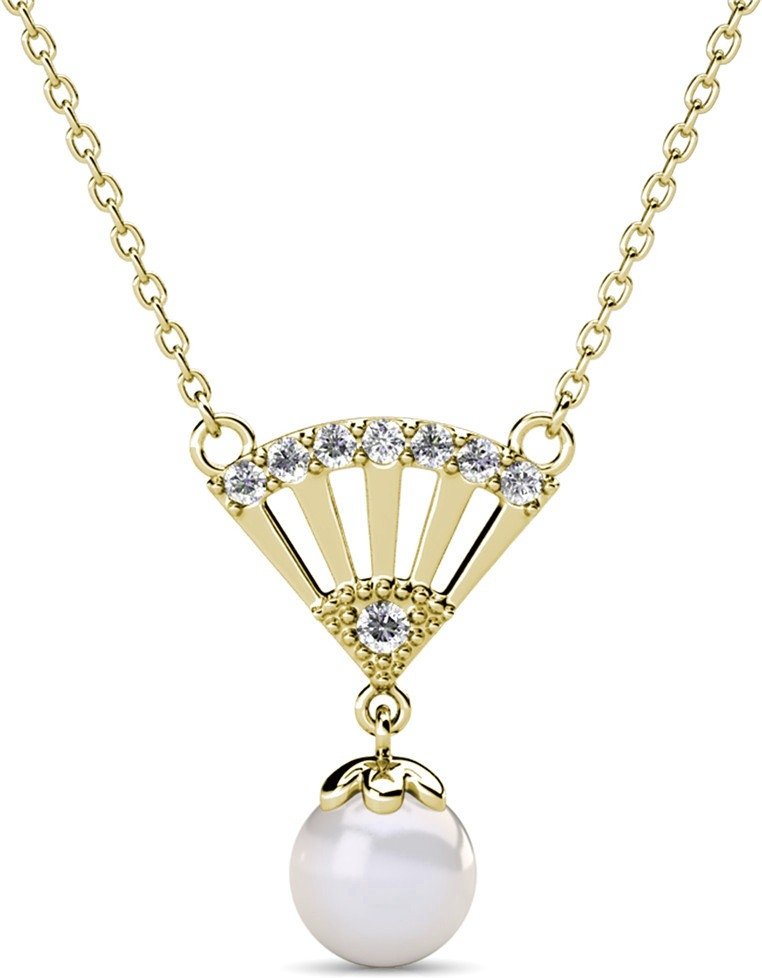 Ingride Perlen-Anhänger – Gold und Kristall