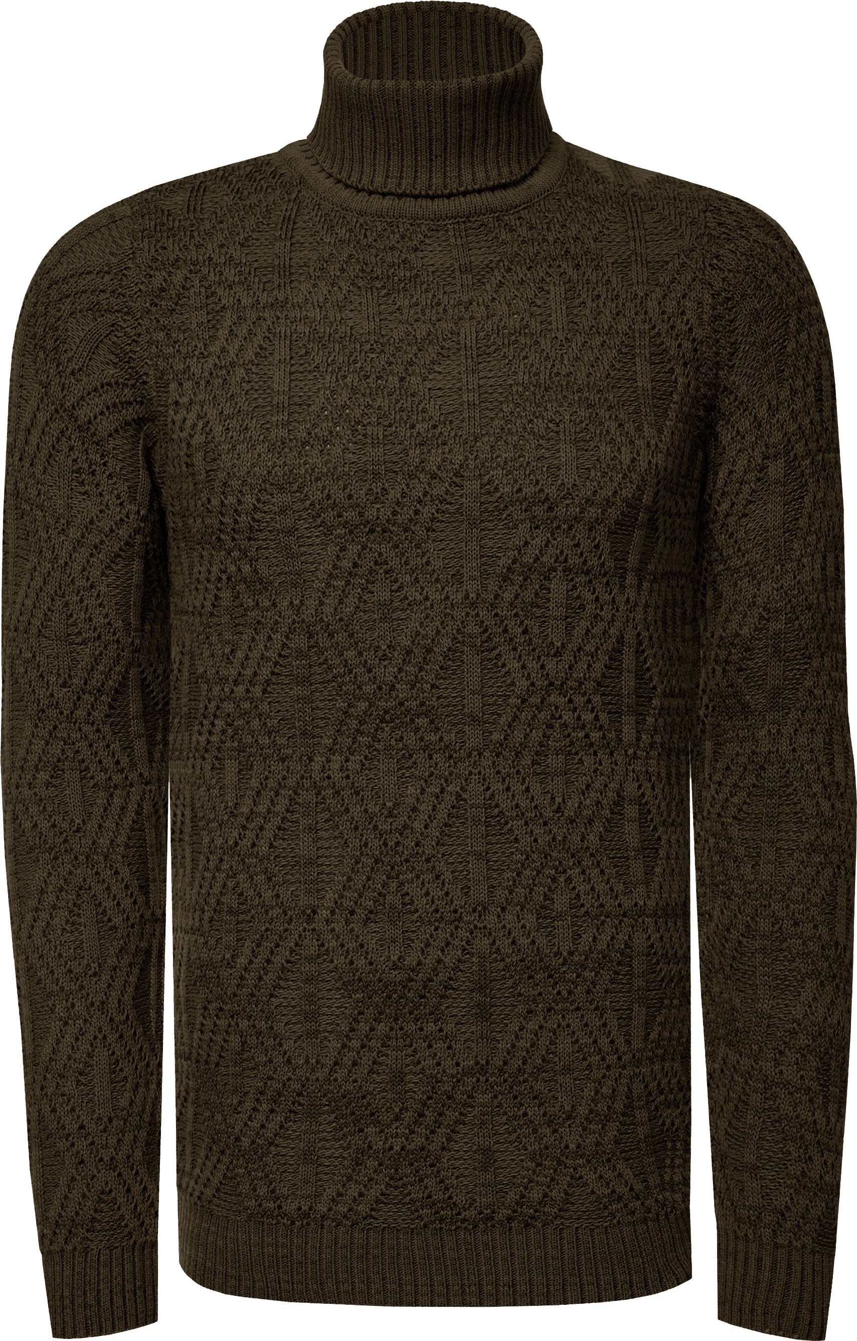 Melierter Grobstrick Rollkragen-Pullover