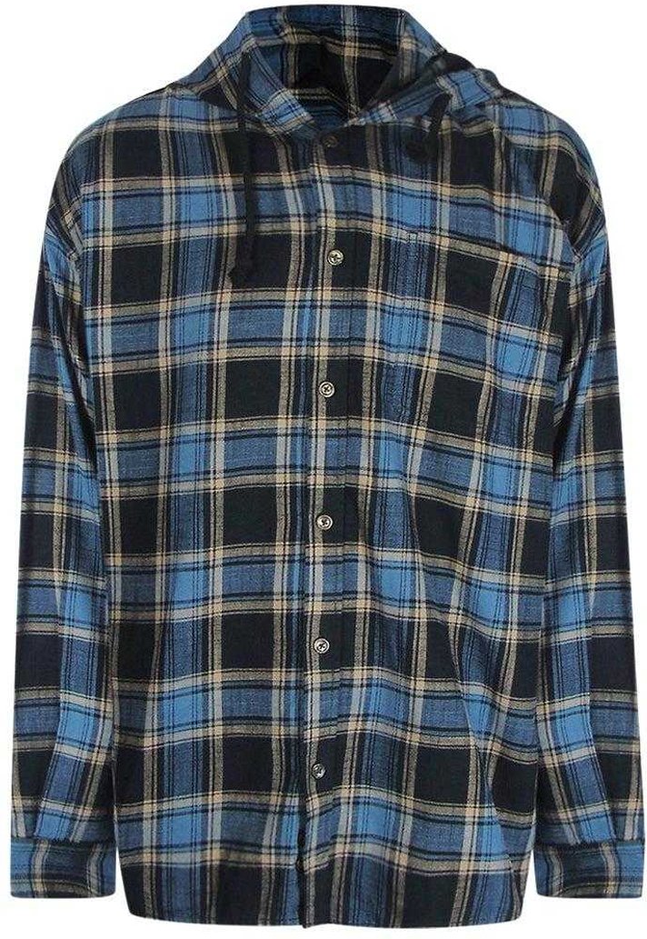 Diesel Herren Karierter Kapuzenhemd (Blau/Schwarz)