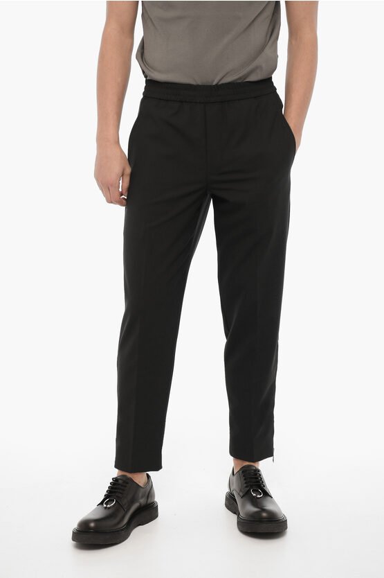 Slim Fit Hose mit Knöchelreißverschluss in Schwarz