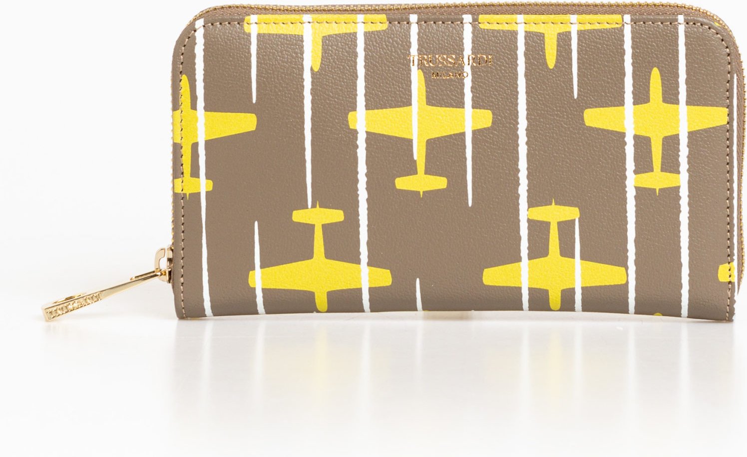 Portefeuille en cuir beige pour femmes Trussardi