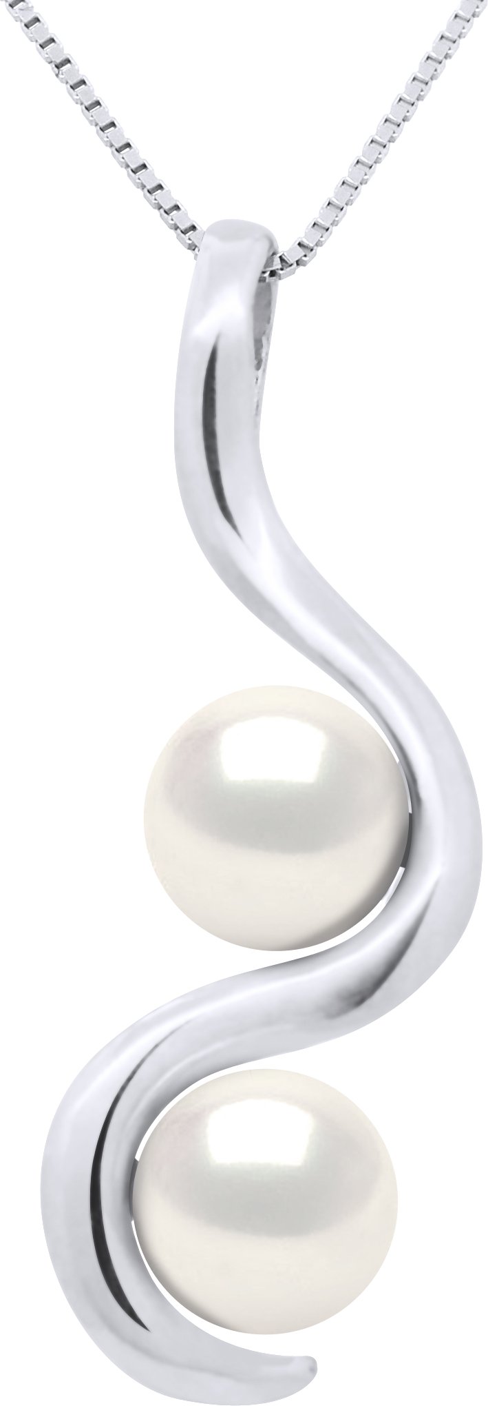 DIADEMA - Anhänger You & Me - 2 echte Süßwasserperlen - Weiß - Weißgold