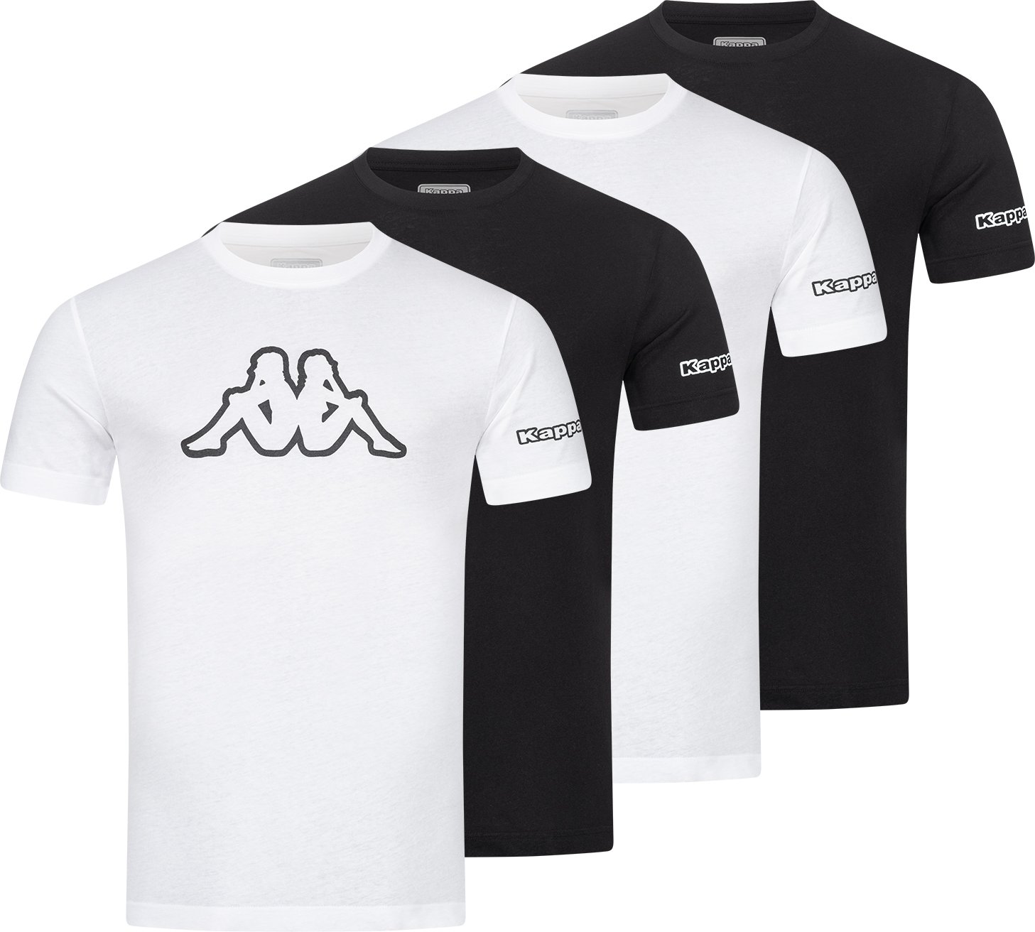 Kappa 4er Set T-Shirt LOGO in Schwarz/Weiß