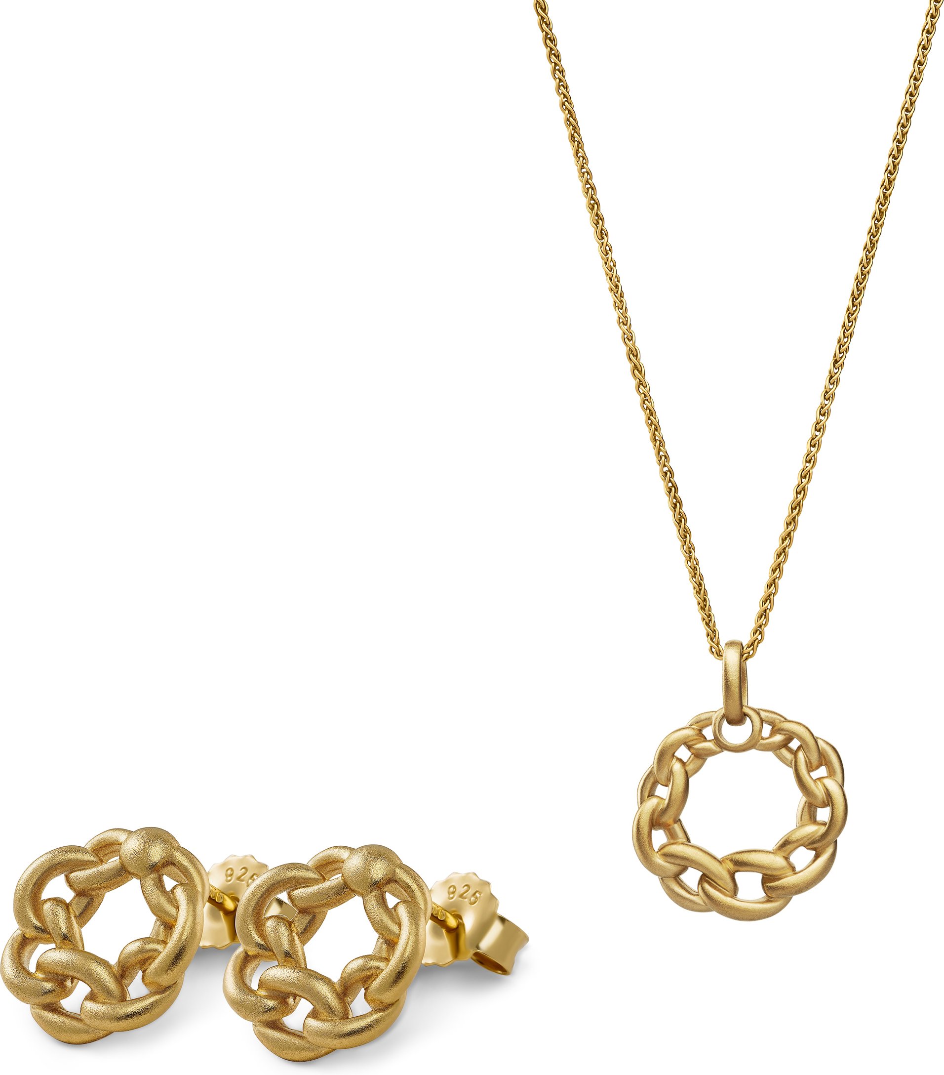 Orphelia 'Estelle' Damen 925 Sterlingsilber Set: Kette-Anhänger + Ohrringe - Gold SET-7516/G
