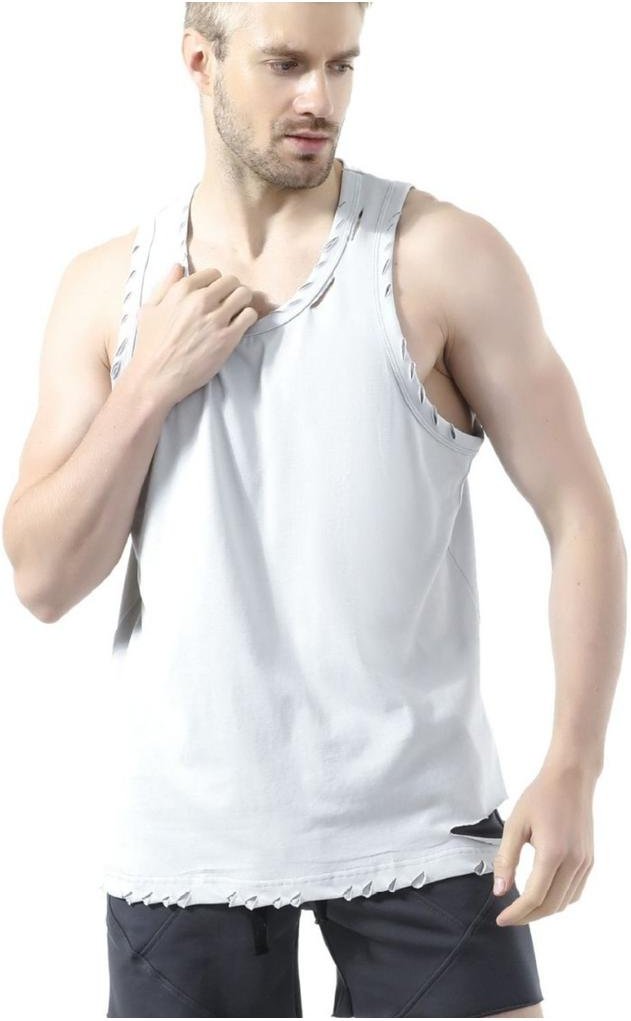 Thumbnail - Herren Plus-Size Shirt mit ausgefranstem Saum und Rundhalsausschnitt