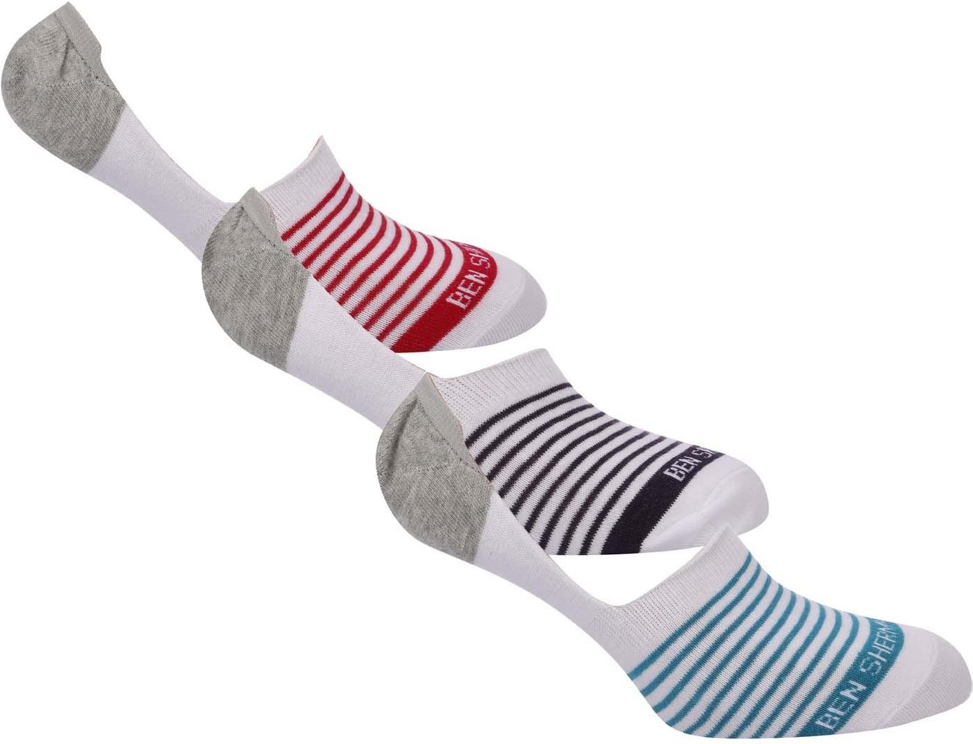 Ben Sherman - No-Show-Socken für Herren/Damen Unisex (3er-Pack) (Weiß/Grau)