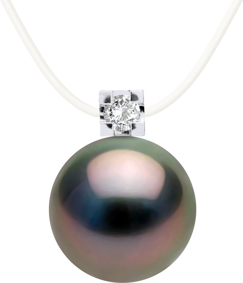 DIADEMA - Halskette - Nylon - Tahiti-Perle und echter Diamant