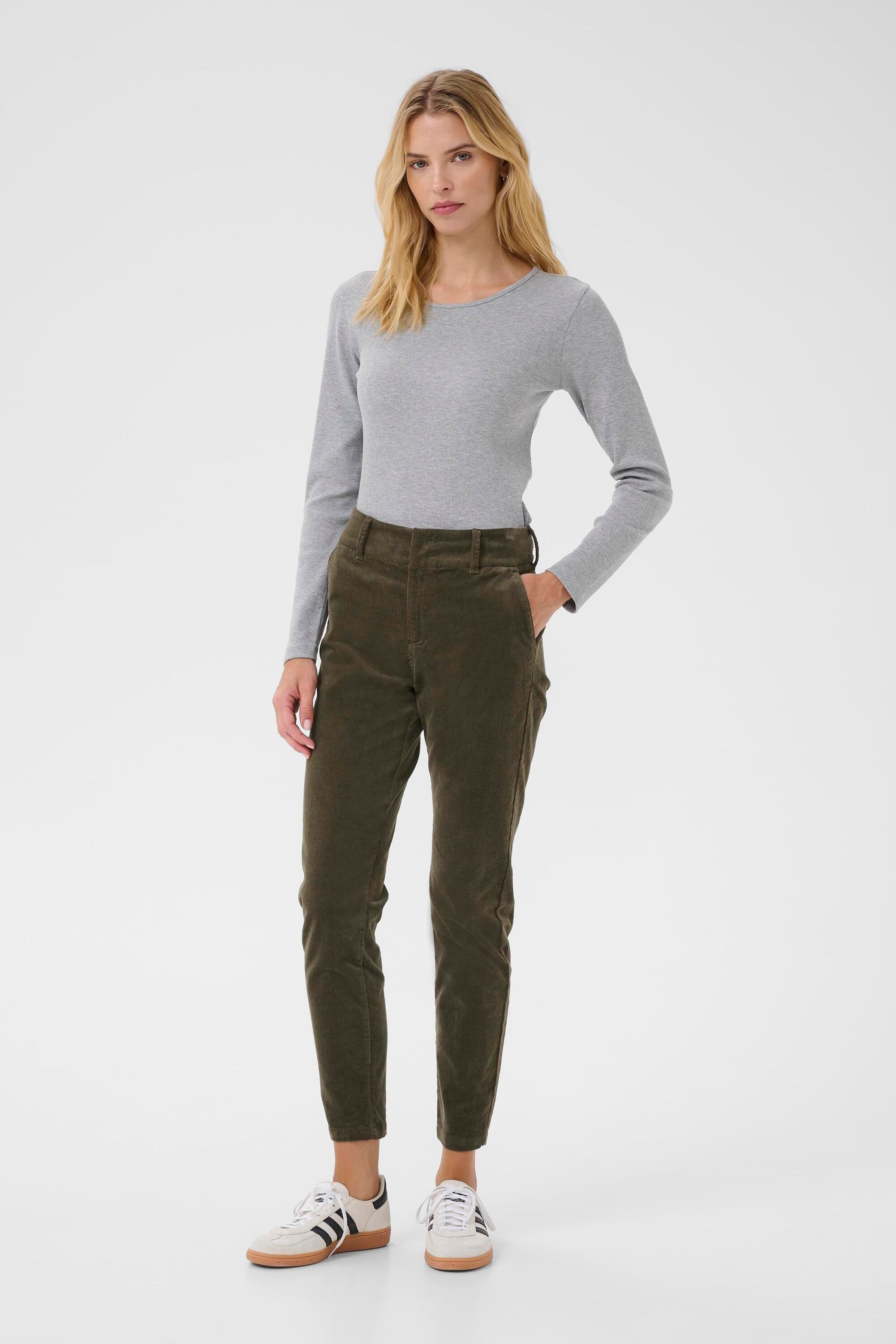 Casual Hose SoffysaPW Gerade Passform khaki
