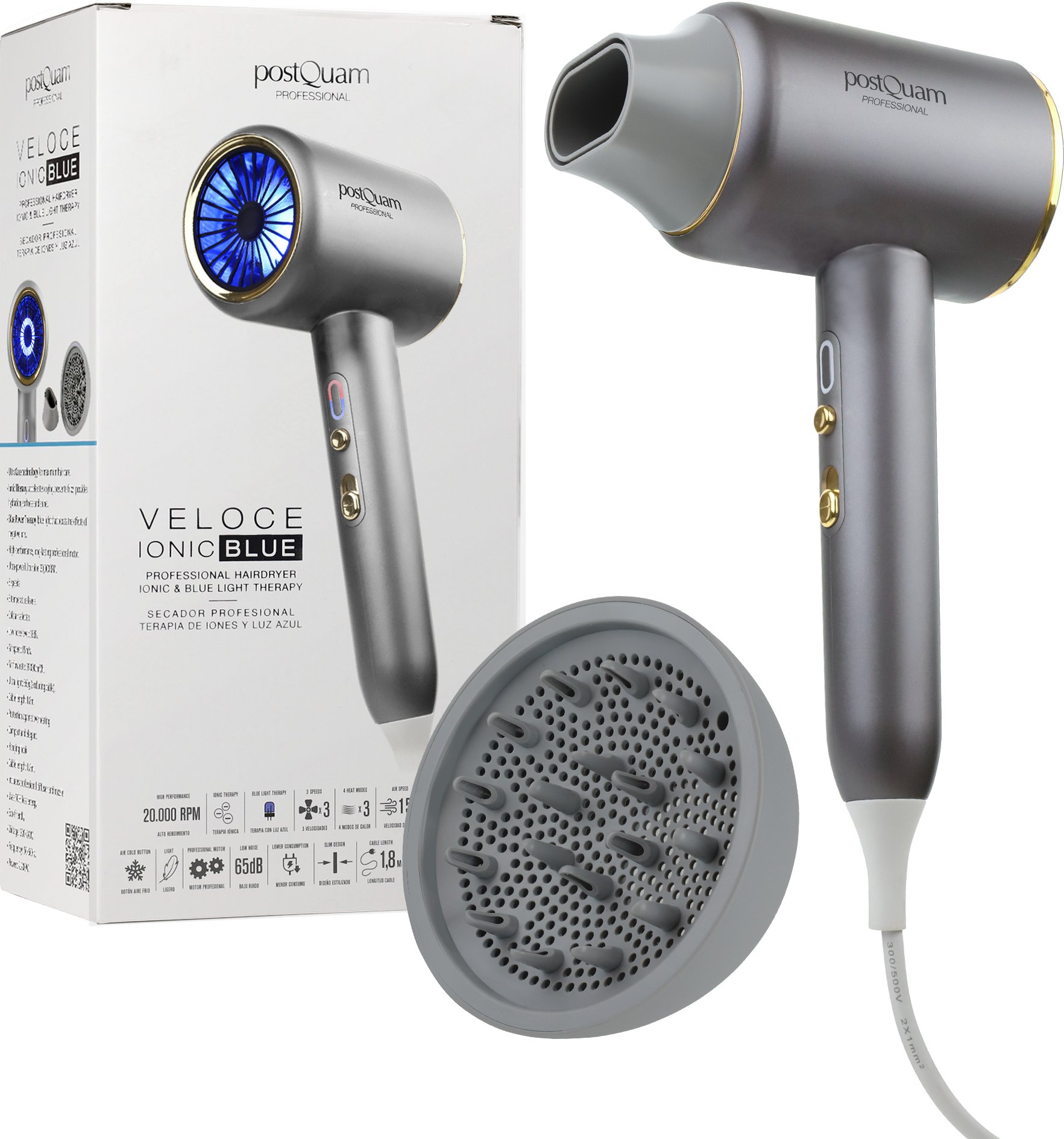 Veloce Ionischer Blauer Haartrockner