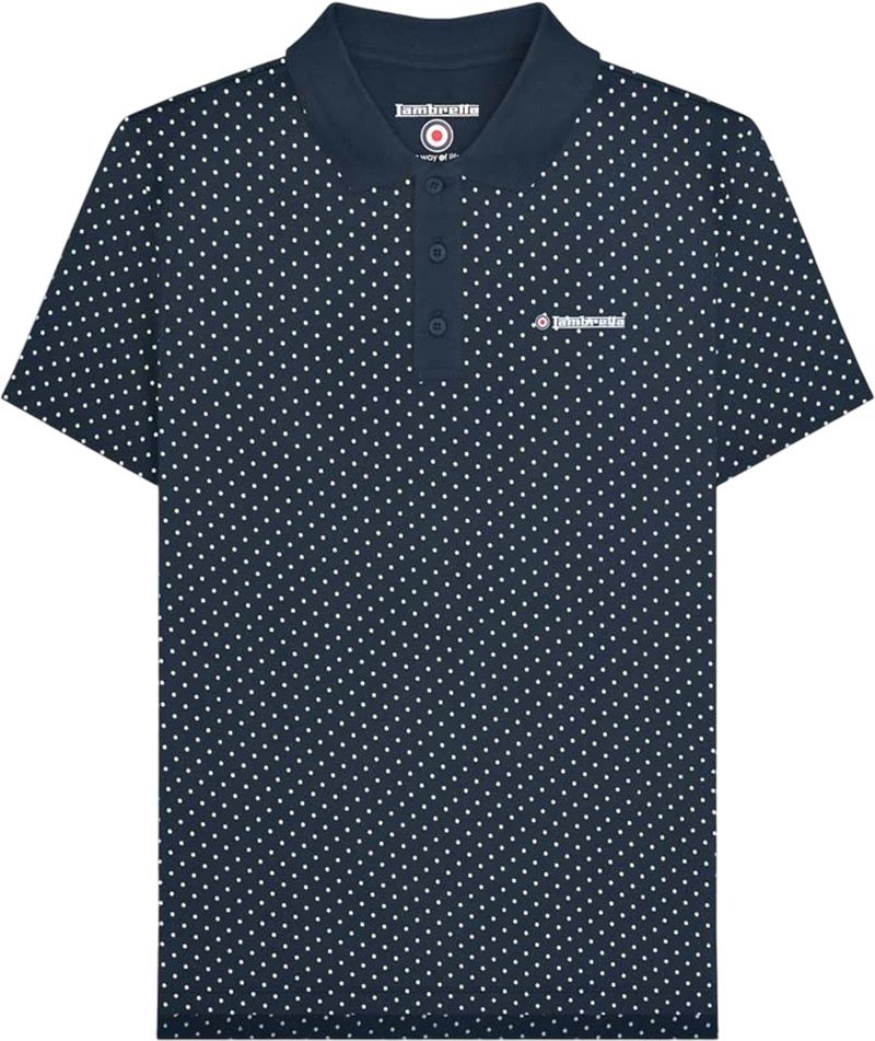 Lambretta Herren Polka Dot Big & Tall Polohemd (Navy)
