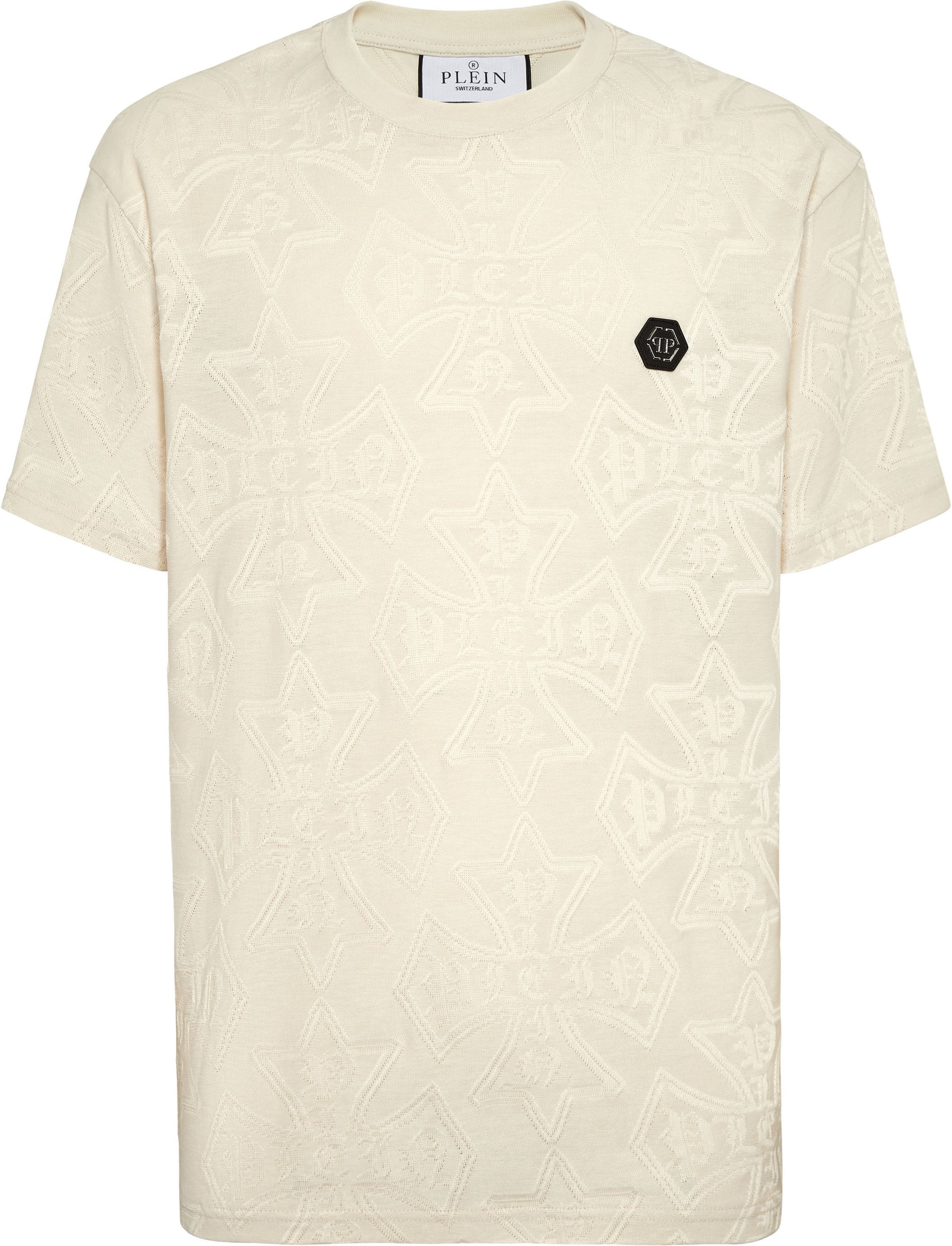 Round Neck Jacquard T-Shirt Crest