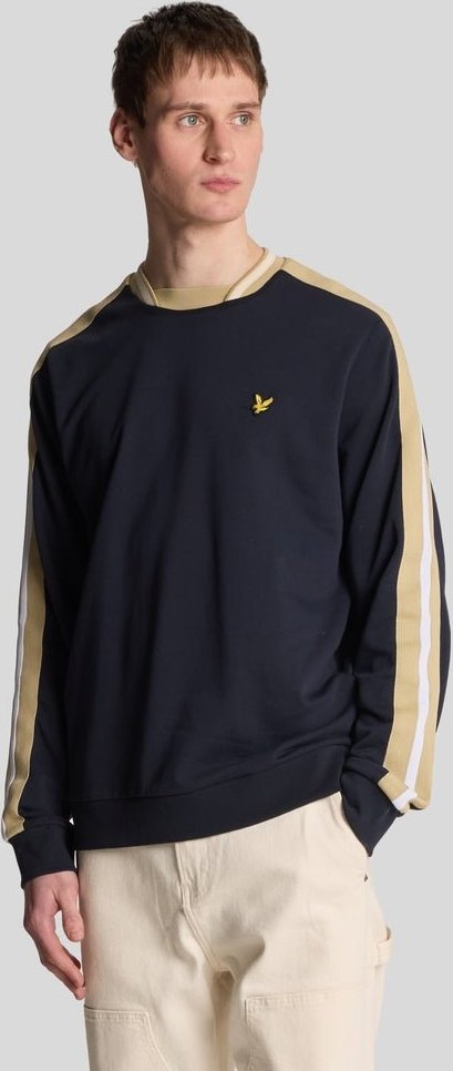 Lyle & Scott Sweatshirt mit Kontraststreifen – Dunkelmarineblau