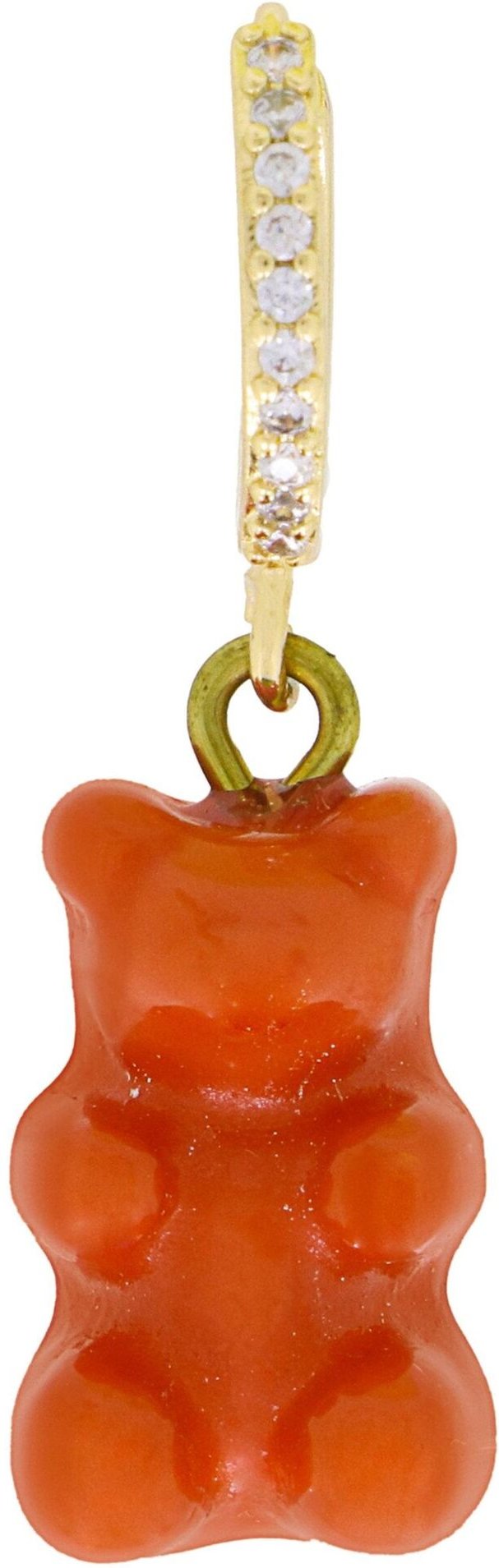 Fashionbox Single-Creole vergoldet Gummibär rotbraun Zirkonia weiss