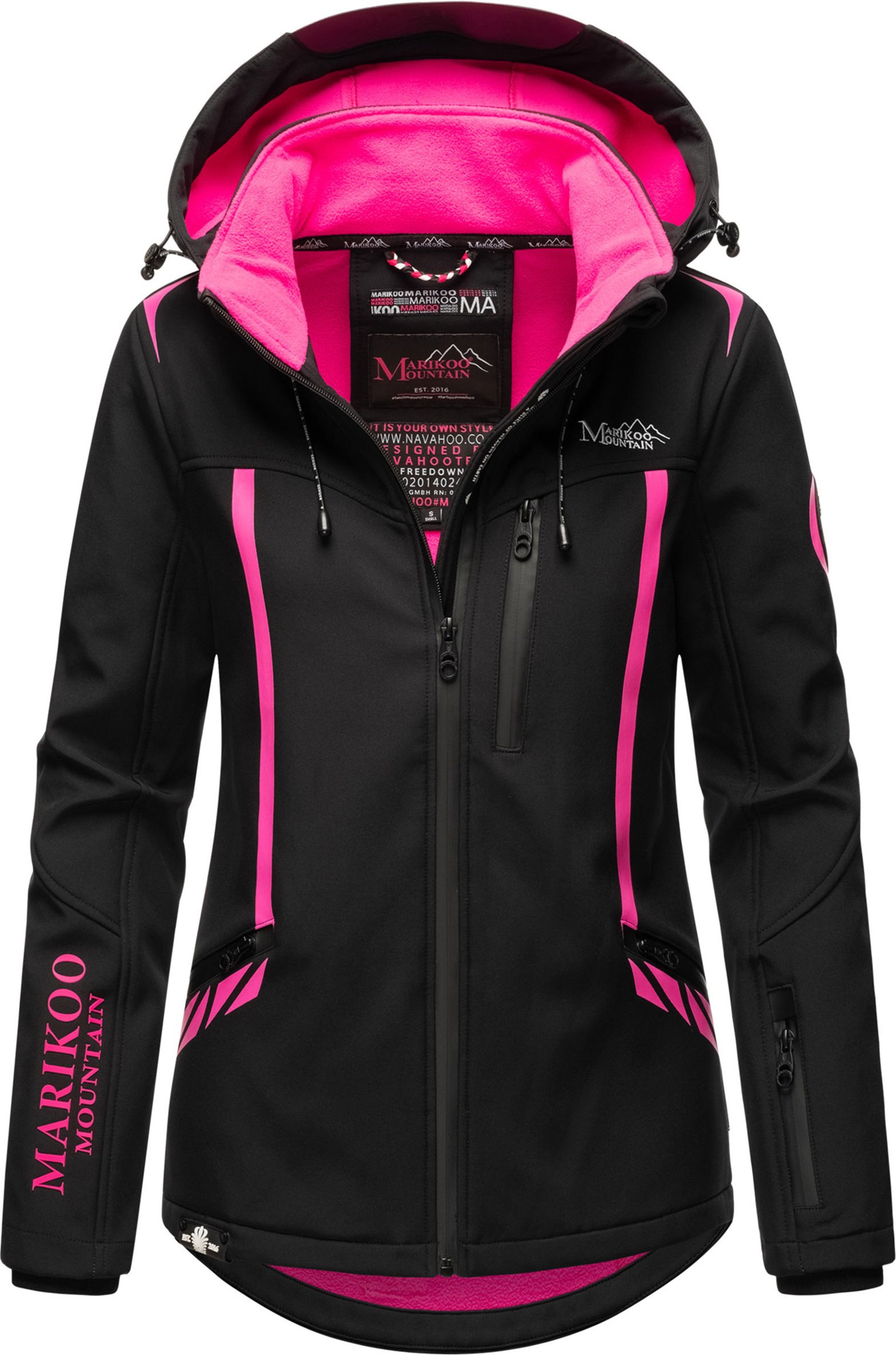 Marikoo Damen Softshelljacke – Mount-Cho-Oyu mit abnehmbarer Kapuze