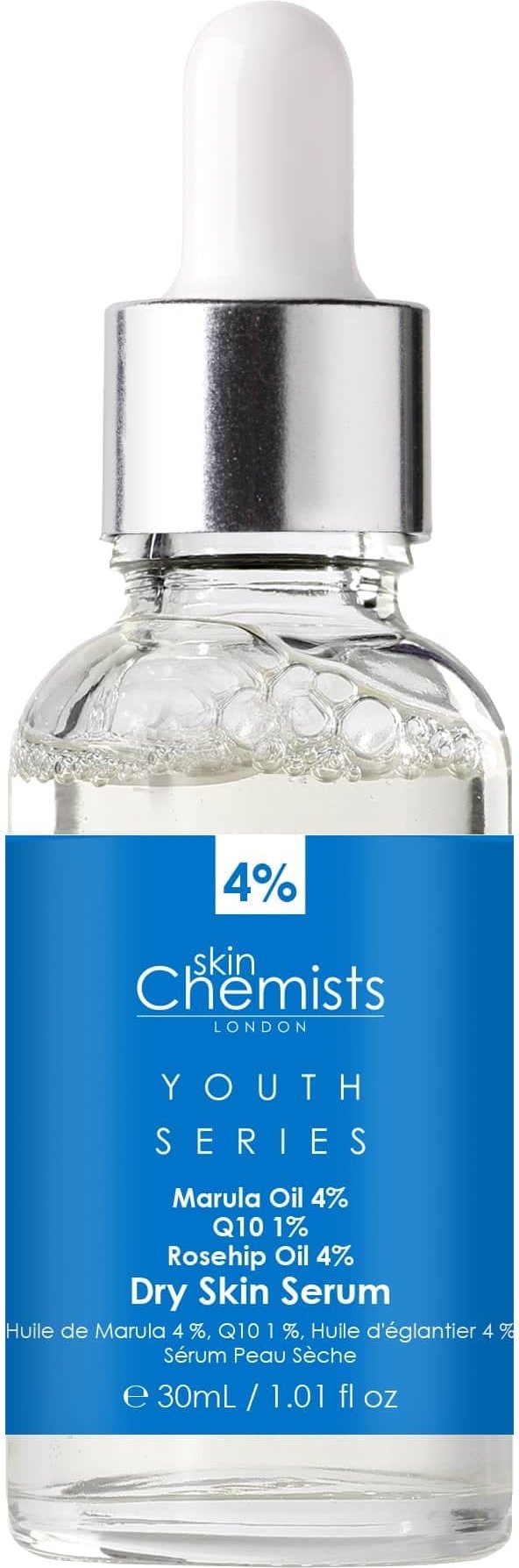 skinChemists Youth Series Serum für trockene Haut Marulaöl 4%, Q10 1%, Hagebuttenöl 4% 30ml