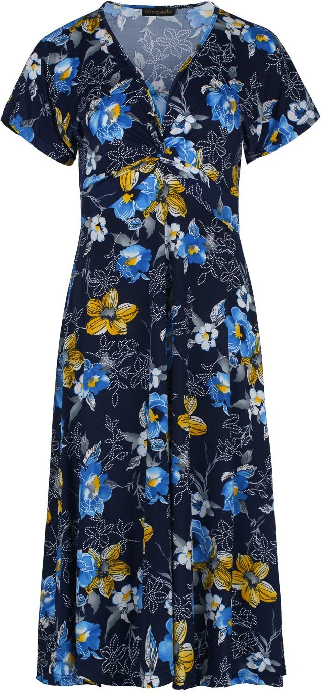 Marineblaues Midikleid mit Knotendetail