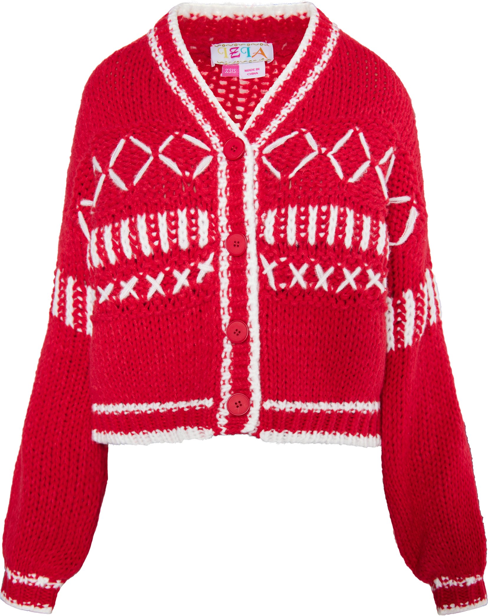 IZIA Strickjacke Damen rot weiss