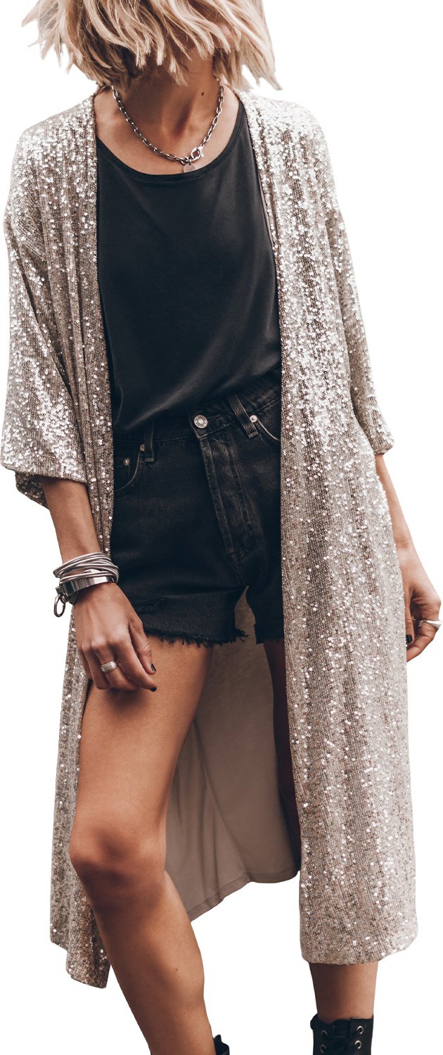 Pailletten Kimono Cardigan