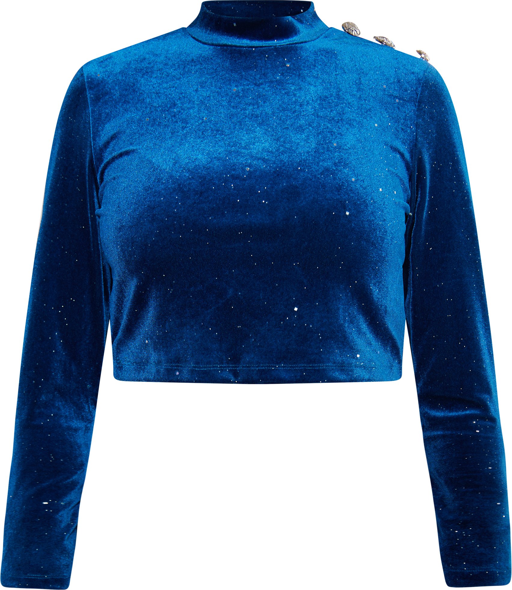 Faina Samtshirt mit Glitzer Damen Smaragd Blau