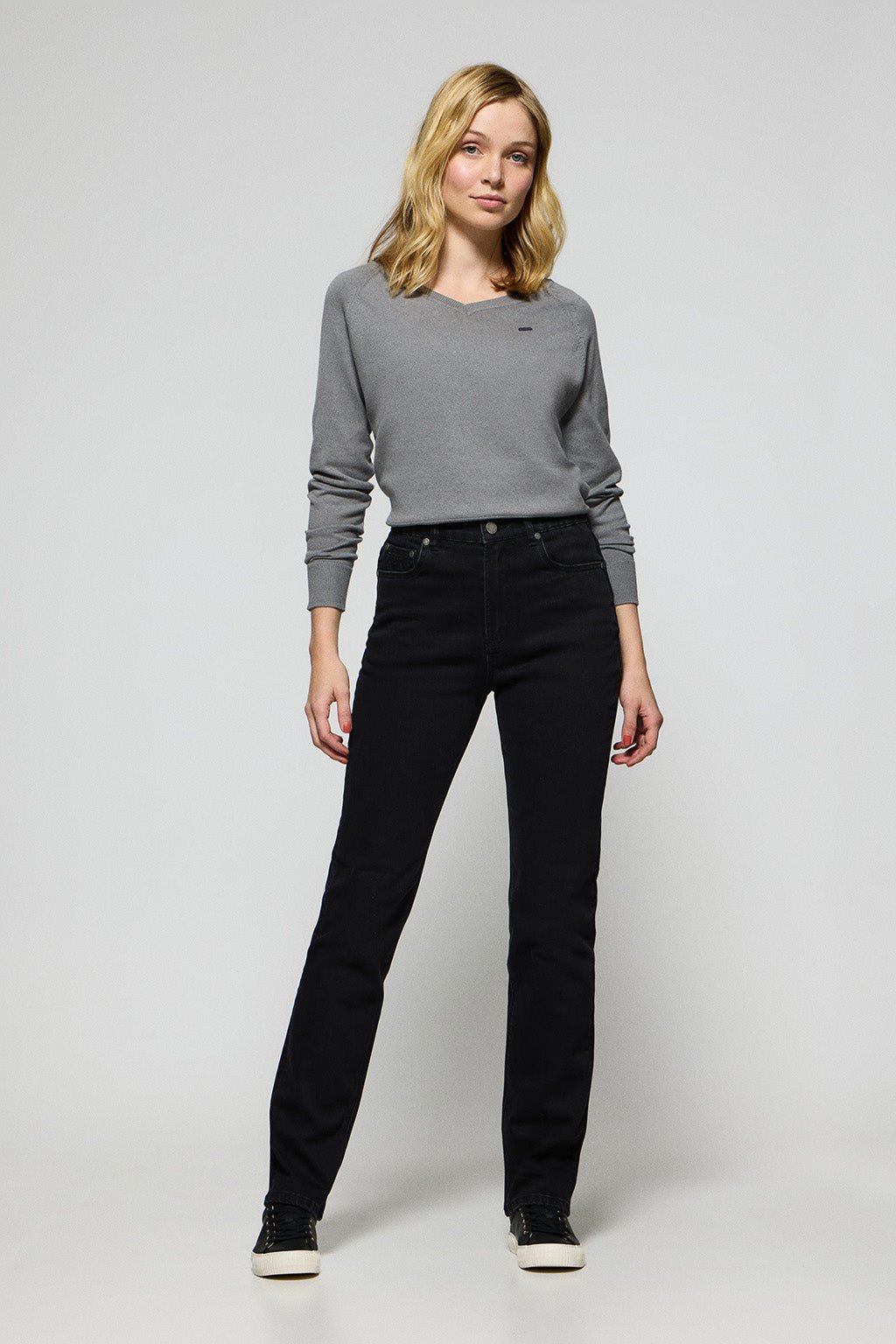 Jeanshose Tanya schwarz mit Polo Club Details