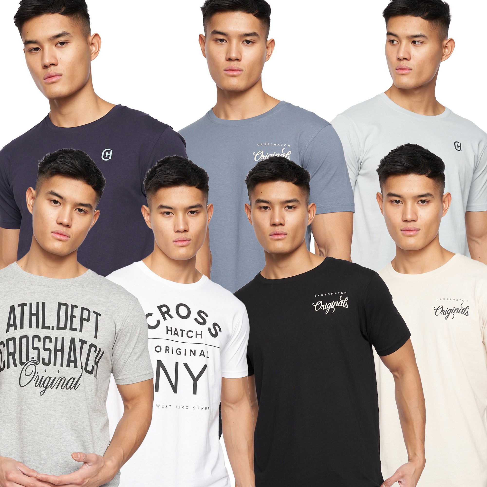 Crosshatch - "Jackmap" T-Shirt für Herren(7er-Pack) (Bunt)