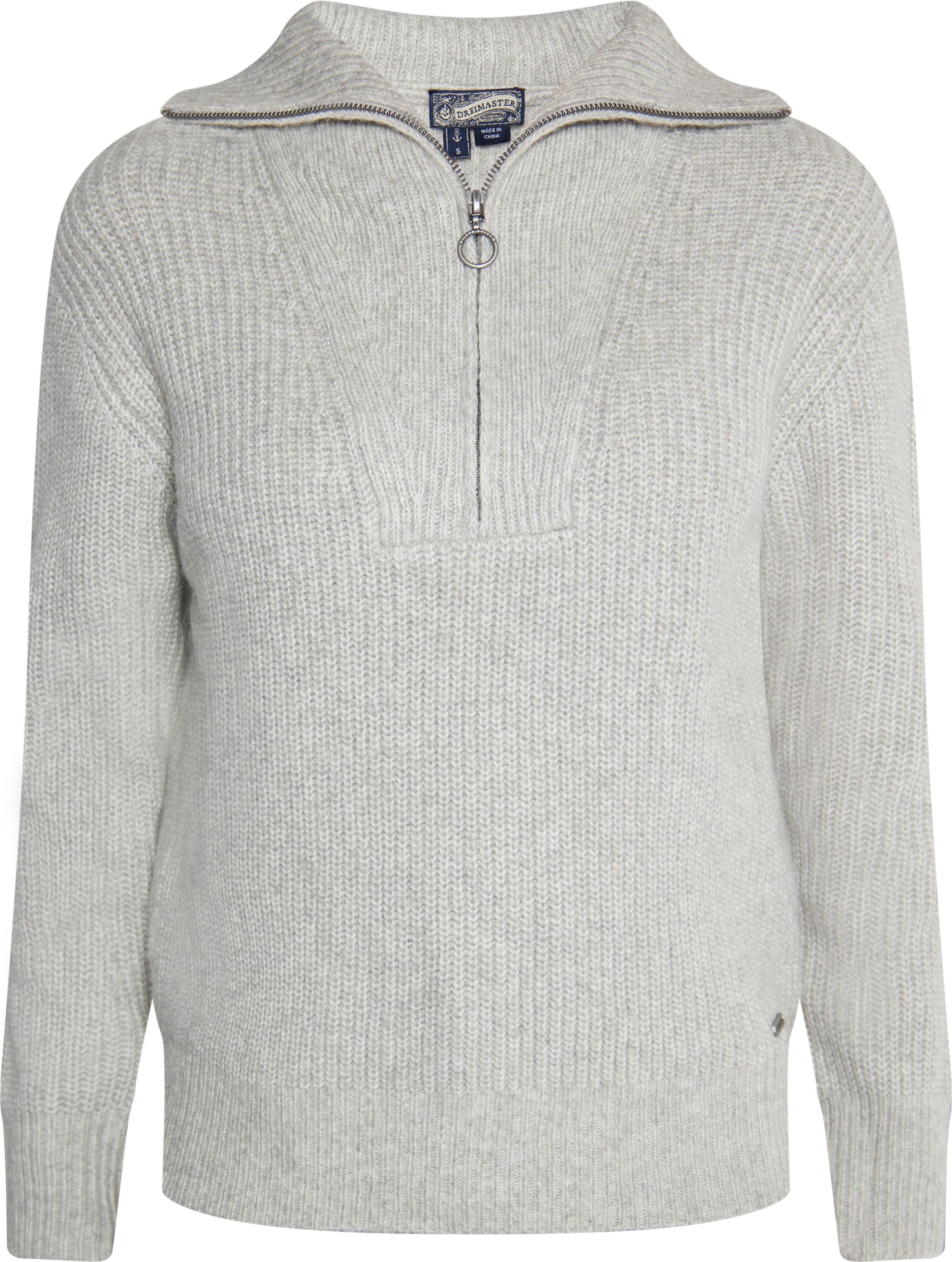 Thumbnail - Dreimaster Strickpullover Damen grau melange