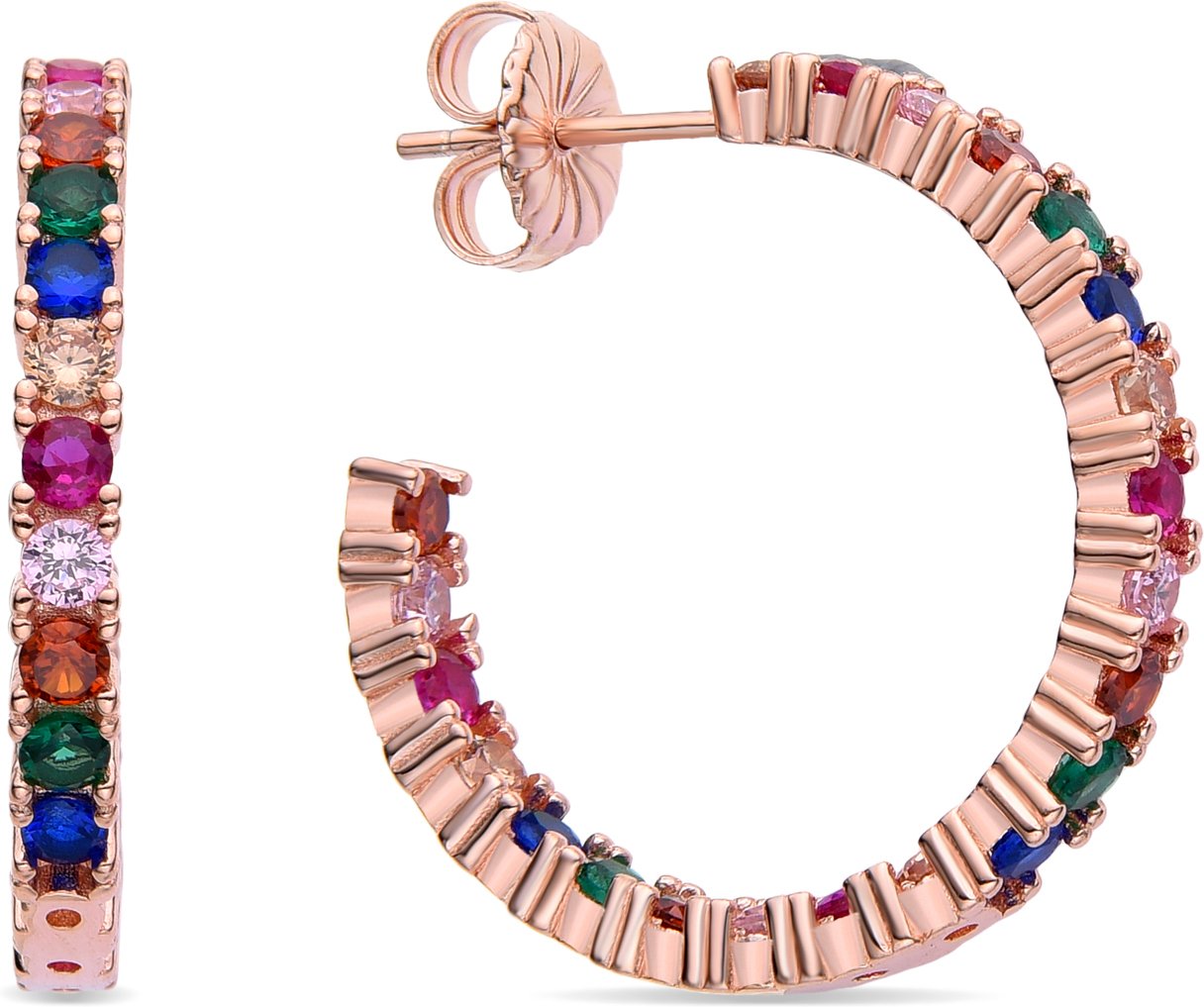 Luxenter Sterling Silber 925 Ohrringe mit mehrfarbigen Zirkonia in 18K Roségold - Vyamba