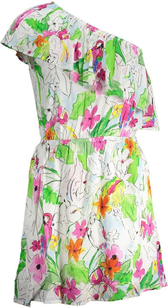 Blumenpapagei Mini-Kleid, lockere Passform