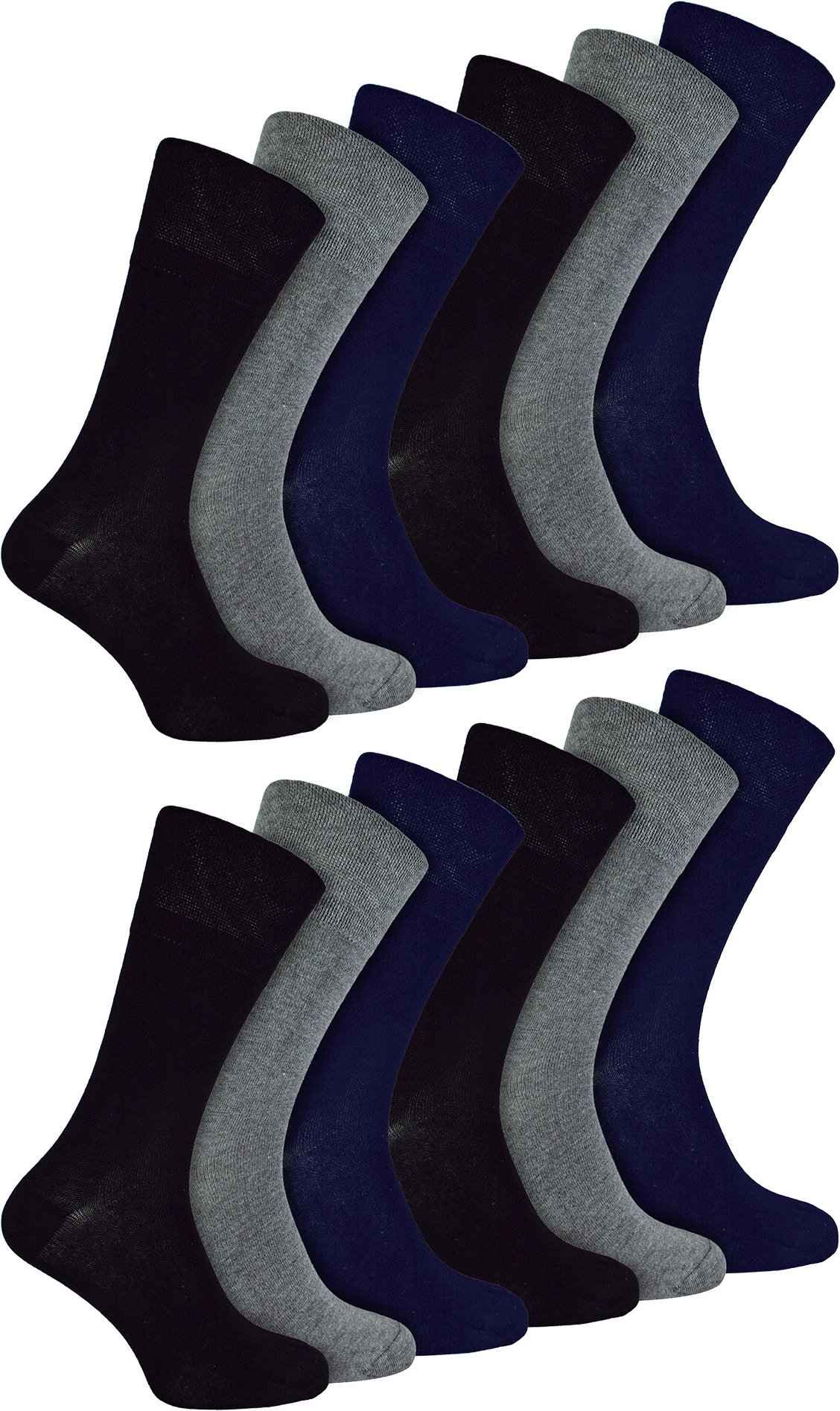 IOMI - 12 Paar Multipack Herren Diabetiker Bambus Socken | Extra breite nahtlose Socken mit nicht elastischen sanften Gr...