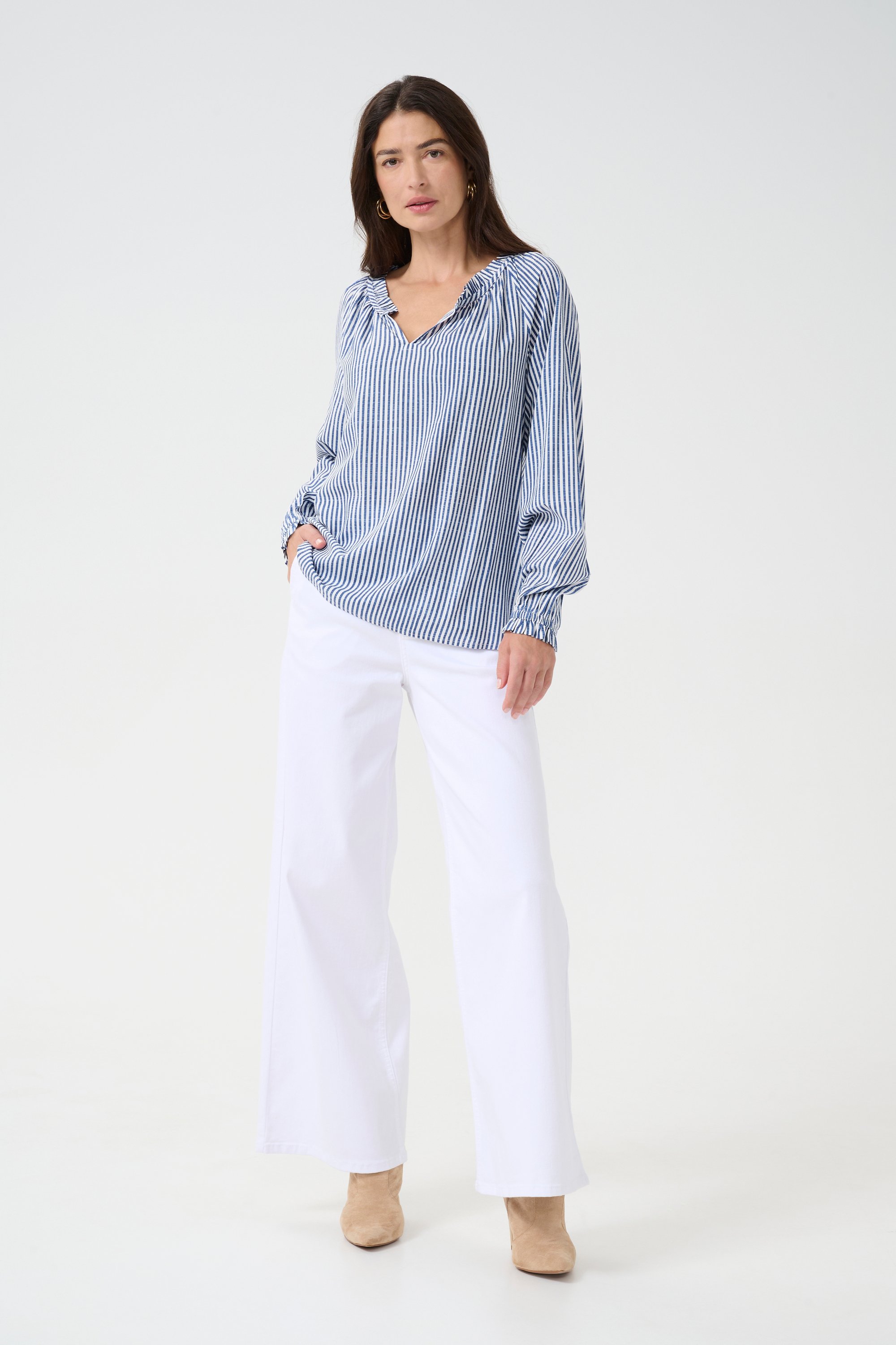 Langarm-Bluse Regular fit Blue Milkboy blue white