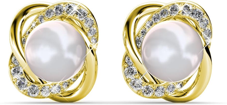 Simply Perlen-Ohrringe – Gold und Kristall