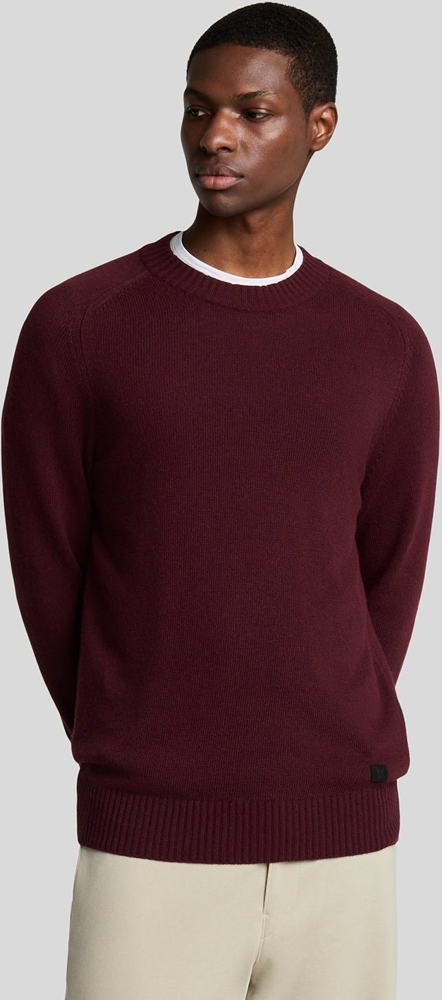 Lyle & Scott Strickpullover mit Rundhalsausschnitt – Burgunderrot