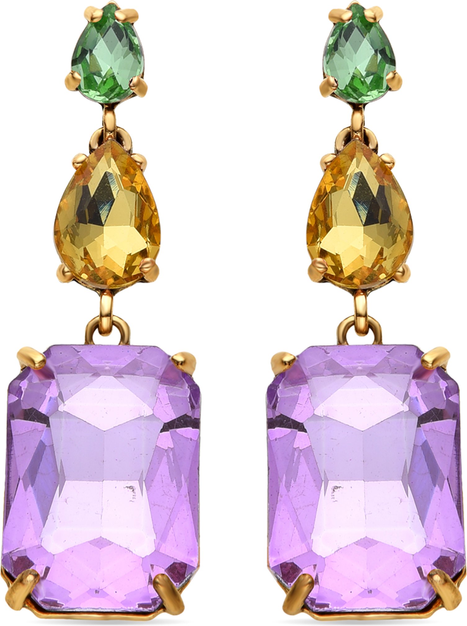 Luxenter Purpurkristall-Ohrringe aus 18k Gelbgold - Phiaqua