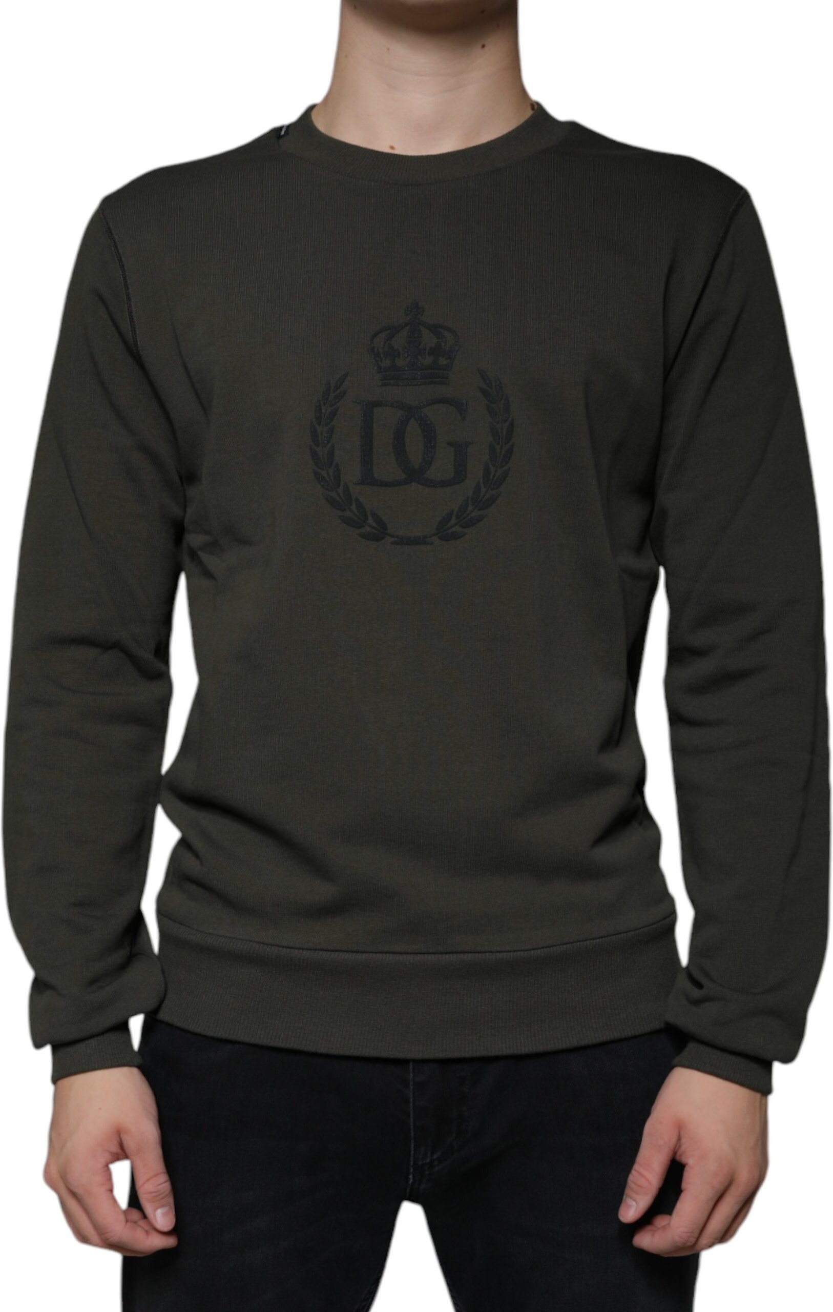 Krone-Logo Sweatshirt Olivgrün