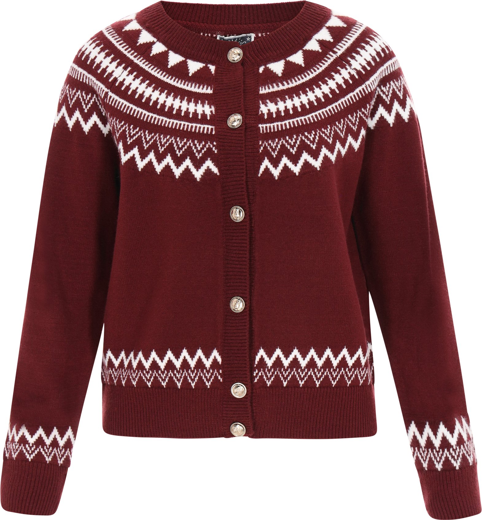 Thumbnail - Dreimaster Strickjacke Frauen weinrot cremeweiß