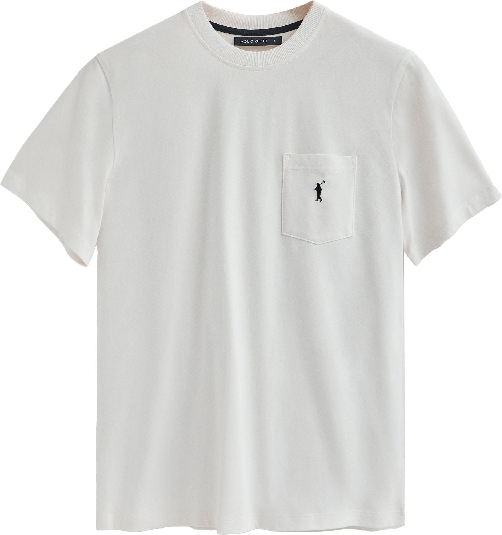 T-Shirt weiß mit Brusttasche und gesticktem Rigby Go-Logo.