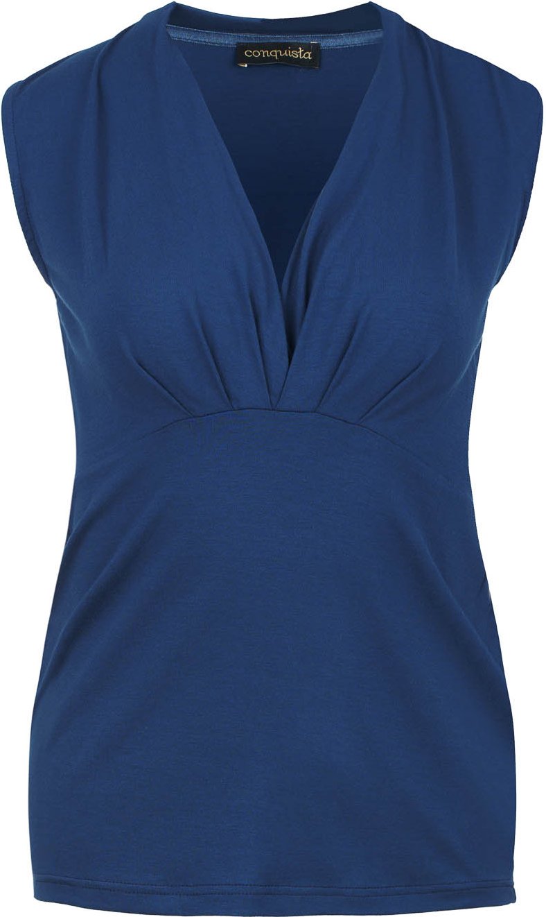 Blaues ärmelloses Top mit Faux Wrap